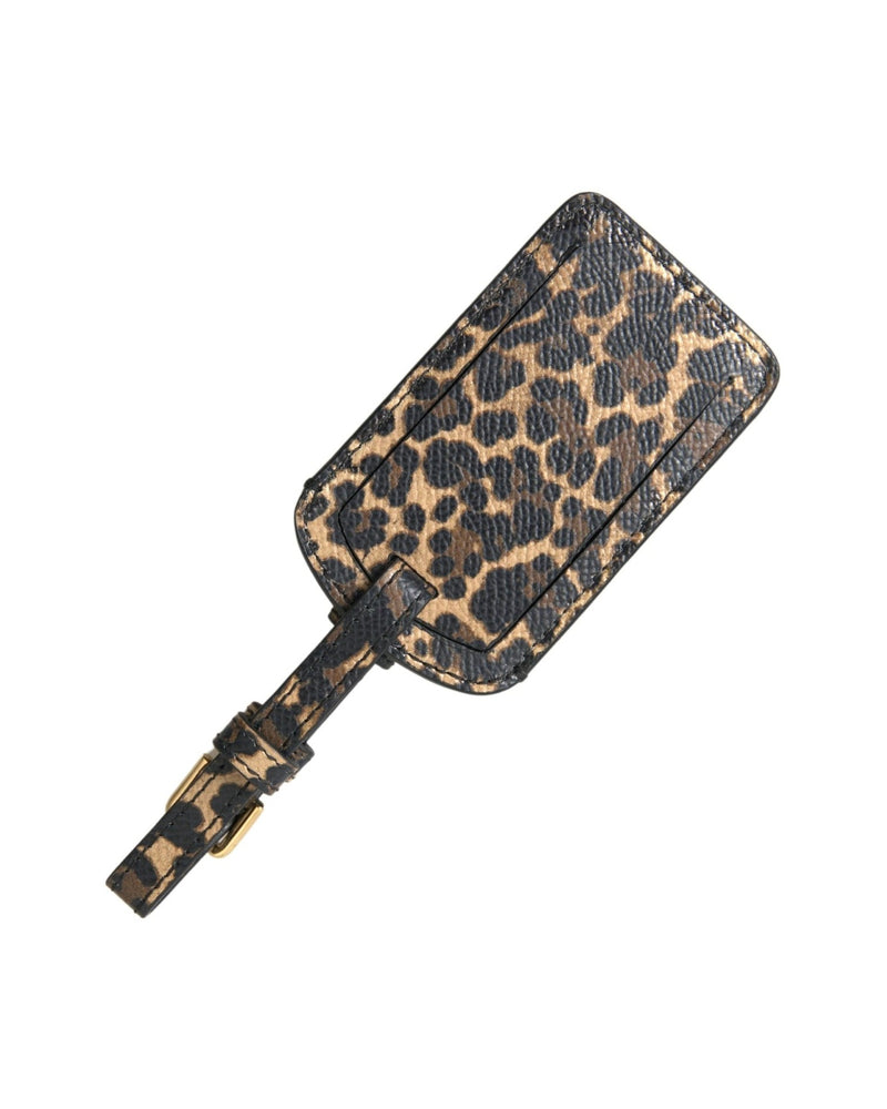 Dolce & Gabbana Leather Elegant Leopard Luggage Tag Luggage Tags