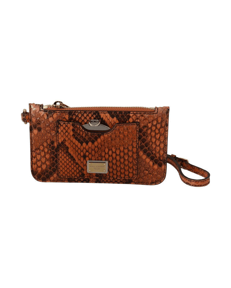 Dolce & Gabbana Leather Elegant Python Patterned Wristlet Glam Steals