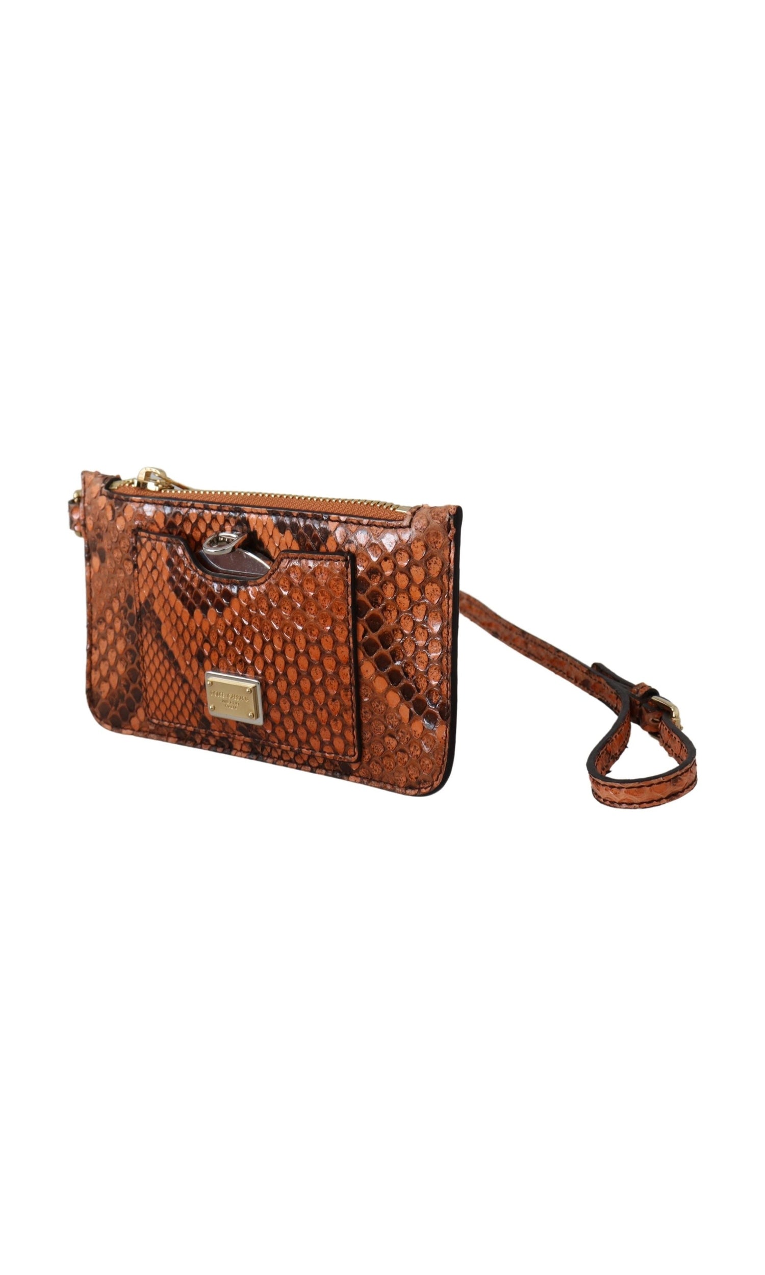 Dolce & Gabbana Leather Elegant Python Patterned Wristlet Glam Steals