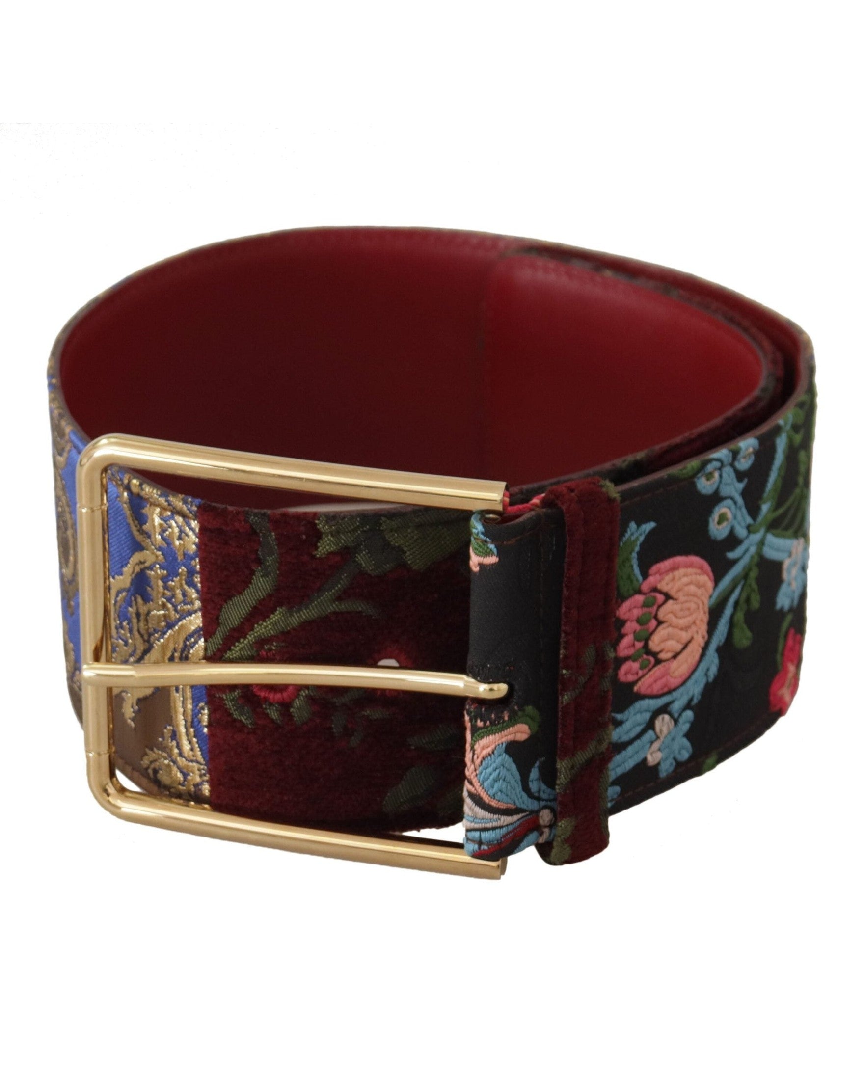 Dolce & Gabbana Leather Embroidered Gold Logo Metal Buckle Belt Belts