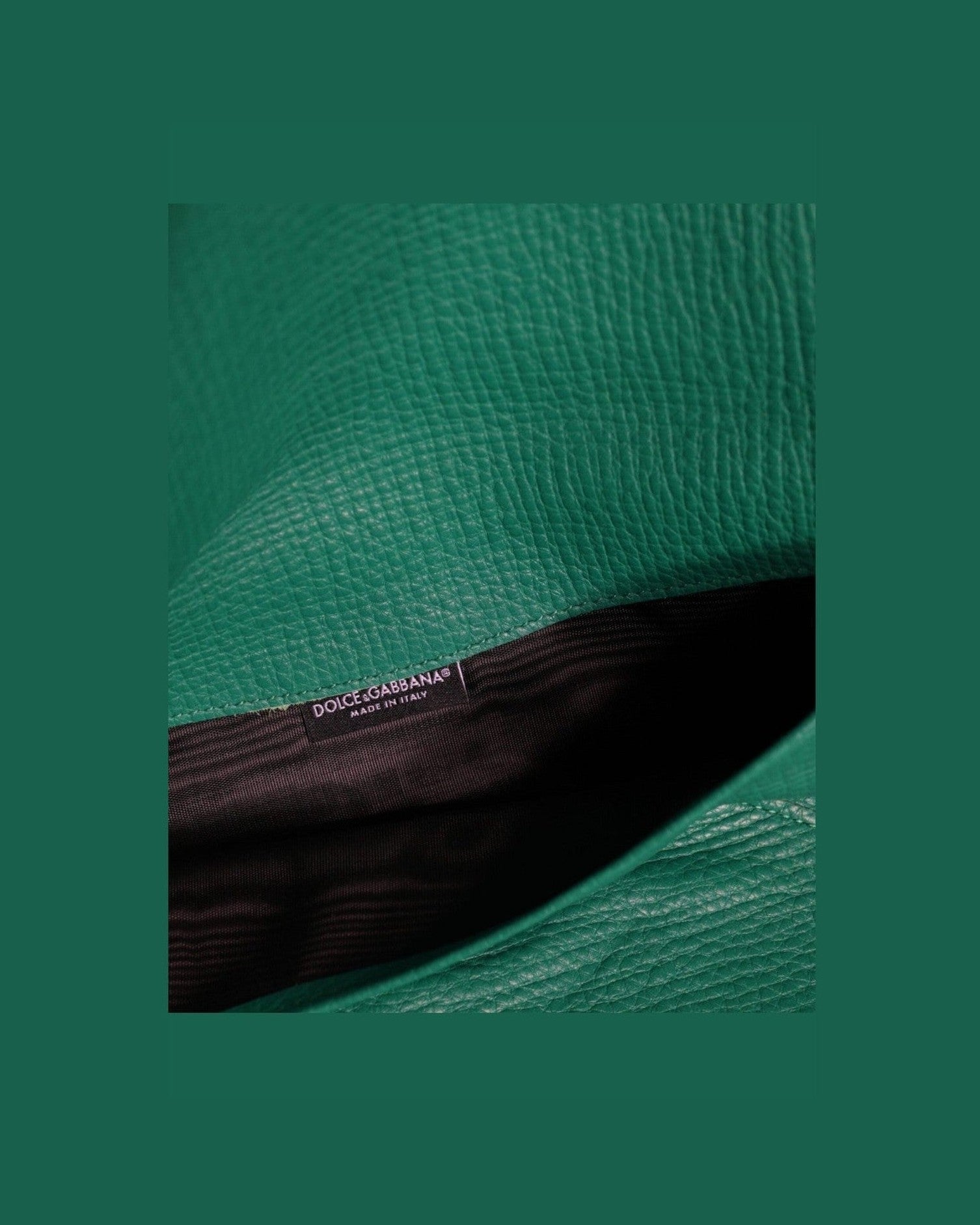 Dolce & Gabbana Leather Handbag Clutch Mini Purse Pouch Tablet Green Case Glam Steals