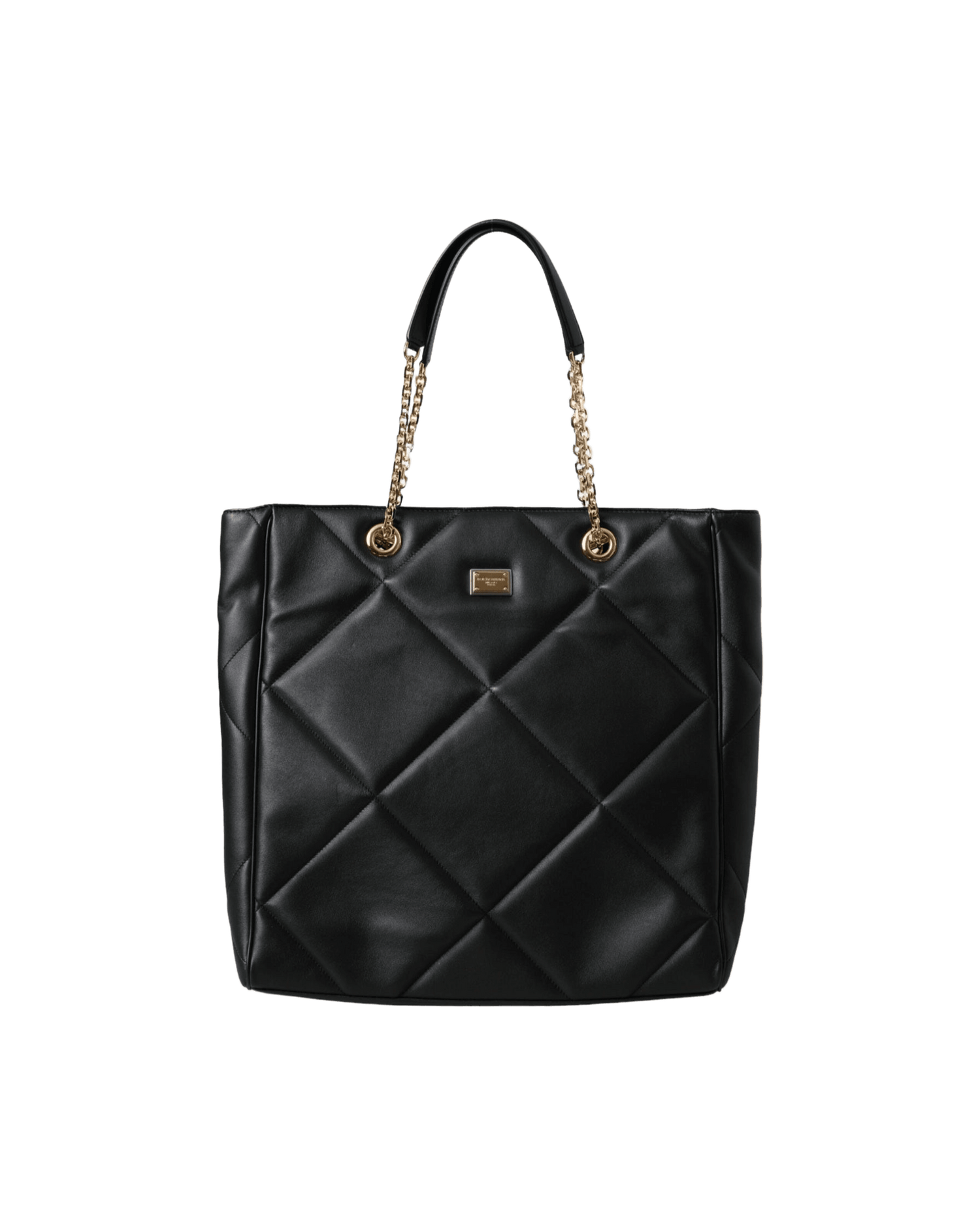 Dolce & Gabbana Leather Jungle Quilted Shopping Tote Black Bag Glam Steals