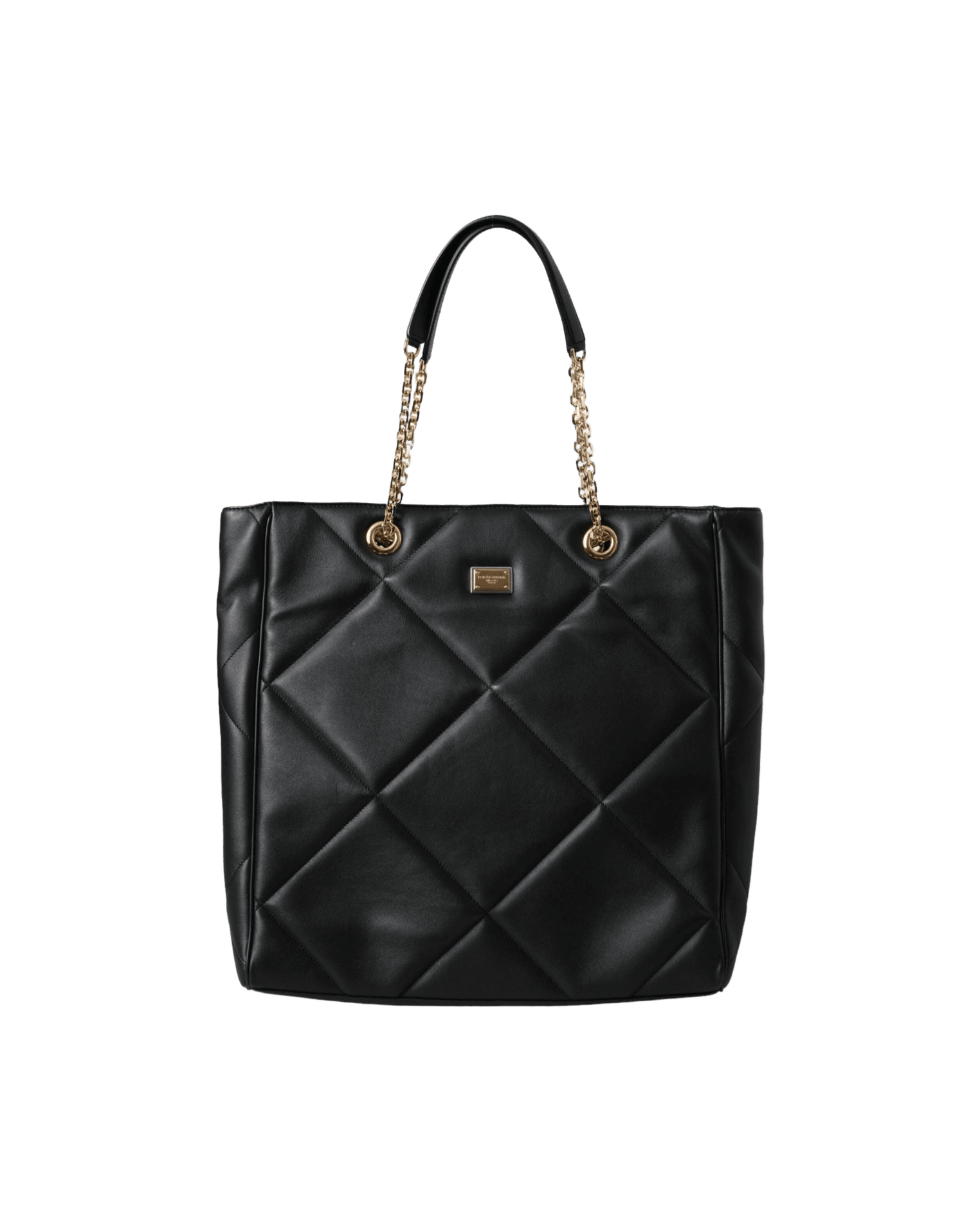 Dolce & Gabbana Leather Jungle Quilted Shopping Tote Black Bag Glam Steals