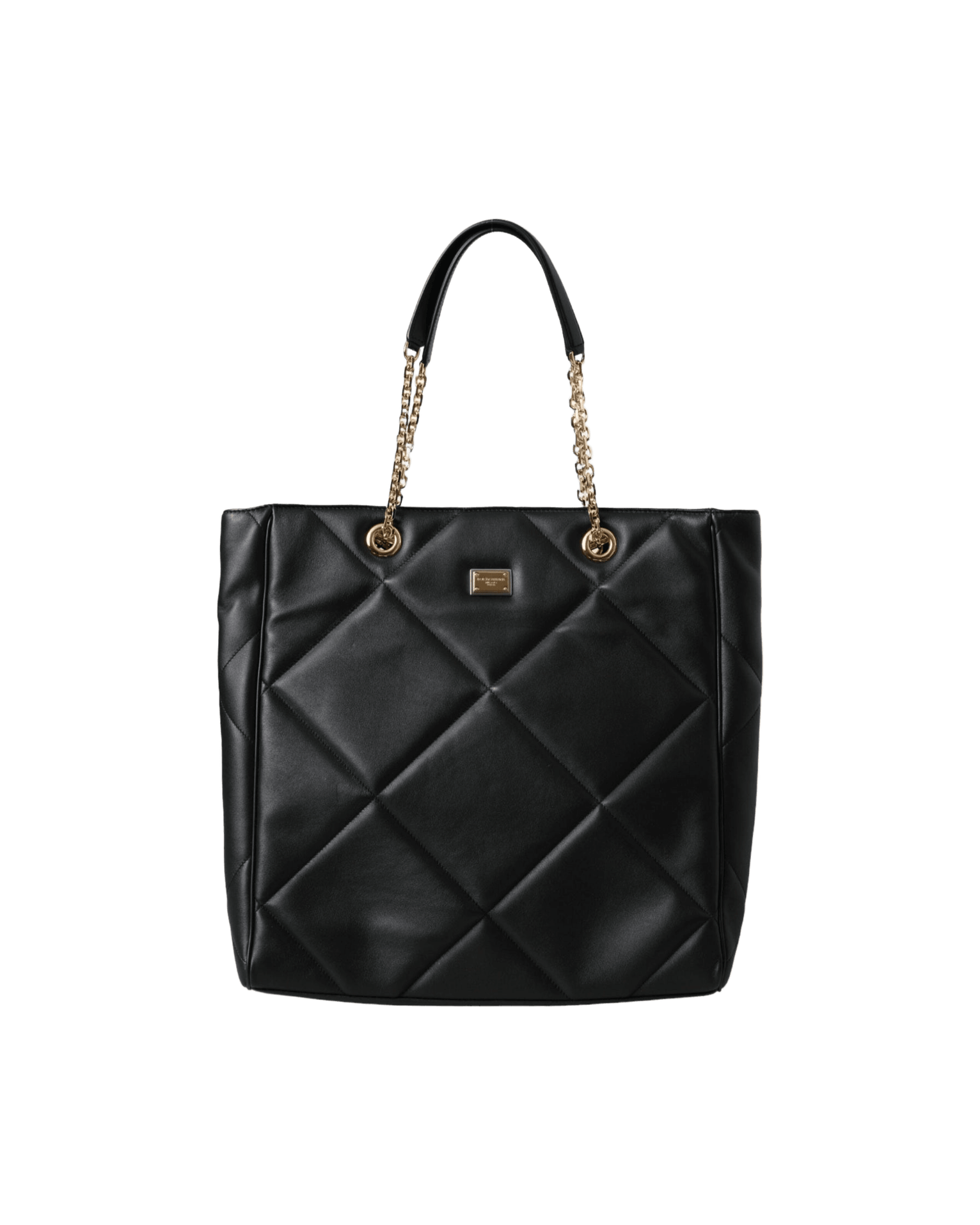 Dolce & Gabbana Leather Jungle Quilted Shopping Tote Black Bag Glam Steals