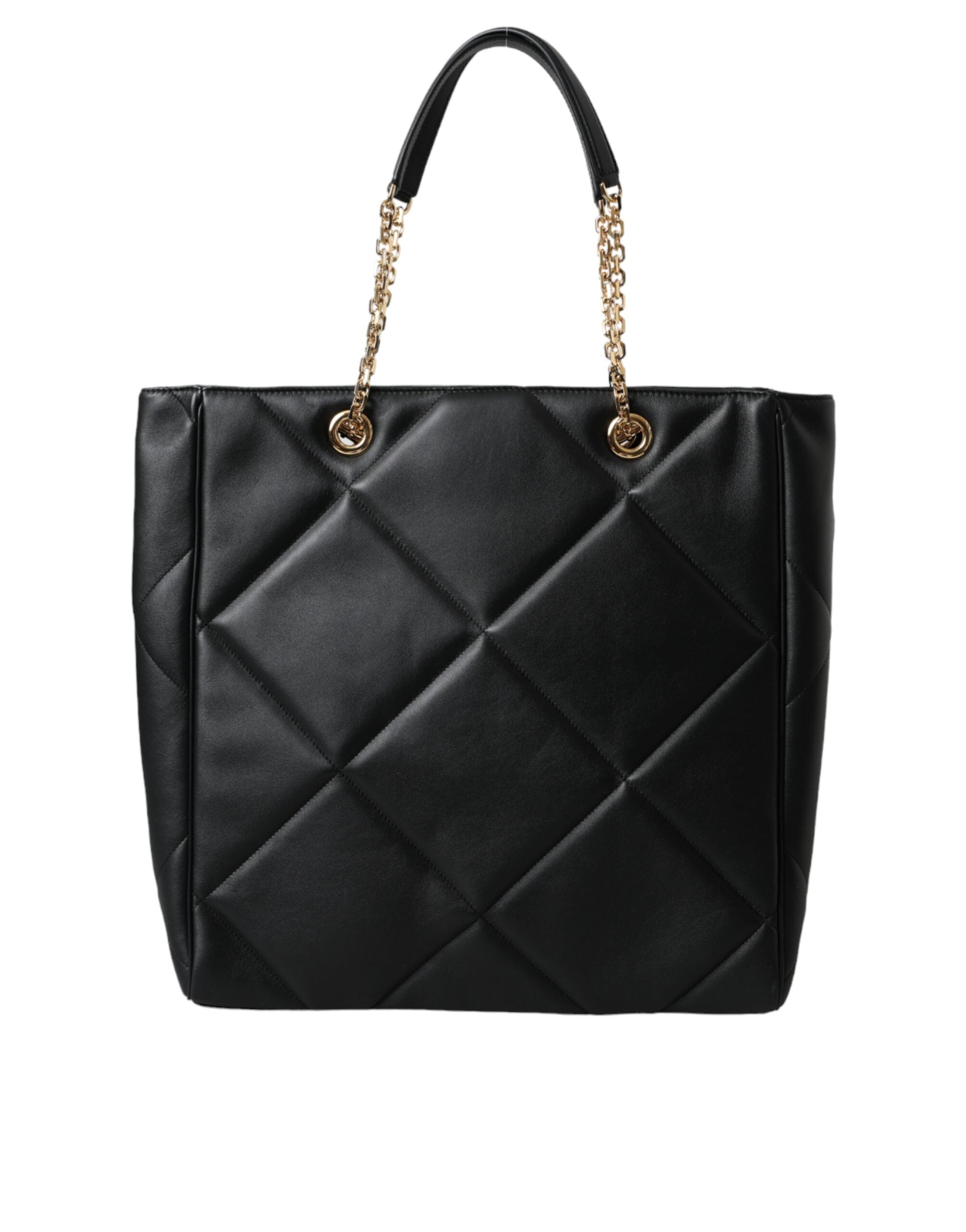 Dolce & Gabbana Leather Jungle Quilted Shopping Tote Black Bag Glam Steals
