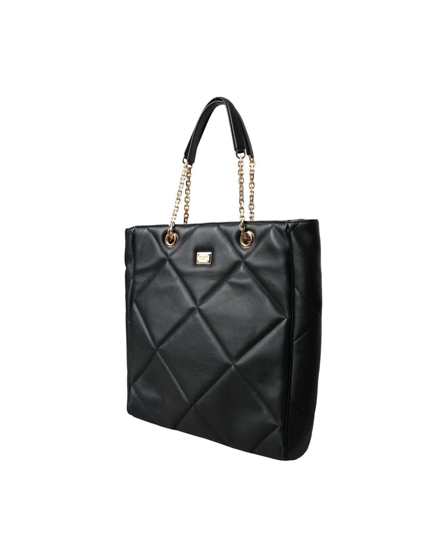 Dolce & Gabbana Leather Jungle Quilted Shopping Tote Black Bag Glam Steals