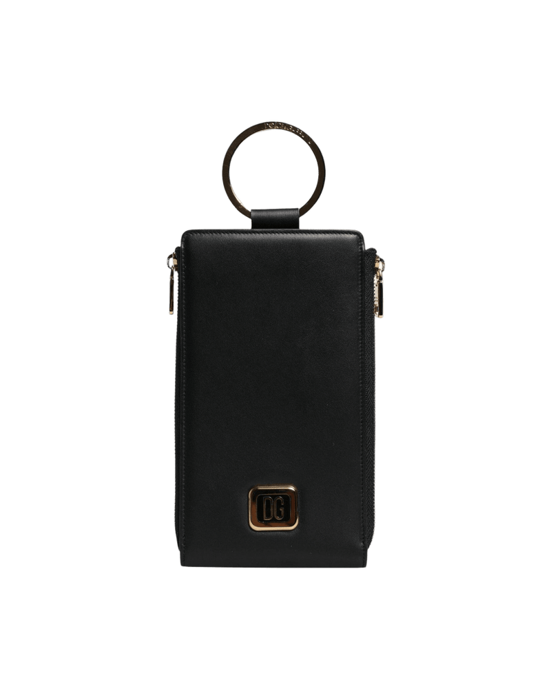 Dolce & Black Gabbana Leather Logo Plaque Neck Strap Card Coin Wallet Glam Steals