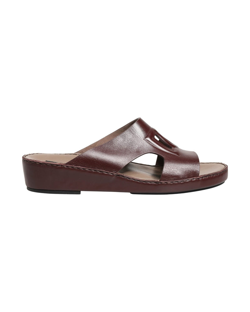 Dolce & Gabbana Leather Maroon Cutout Dg Logo Sandals 
