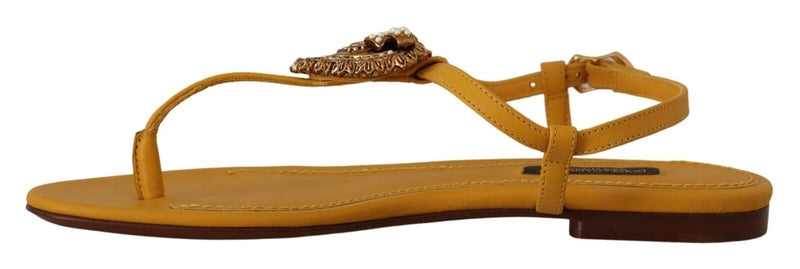 Dolce & Gabbana Leather Mustard Devotion Sandals Glam Steals