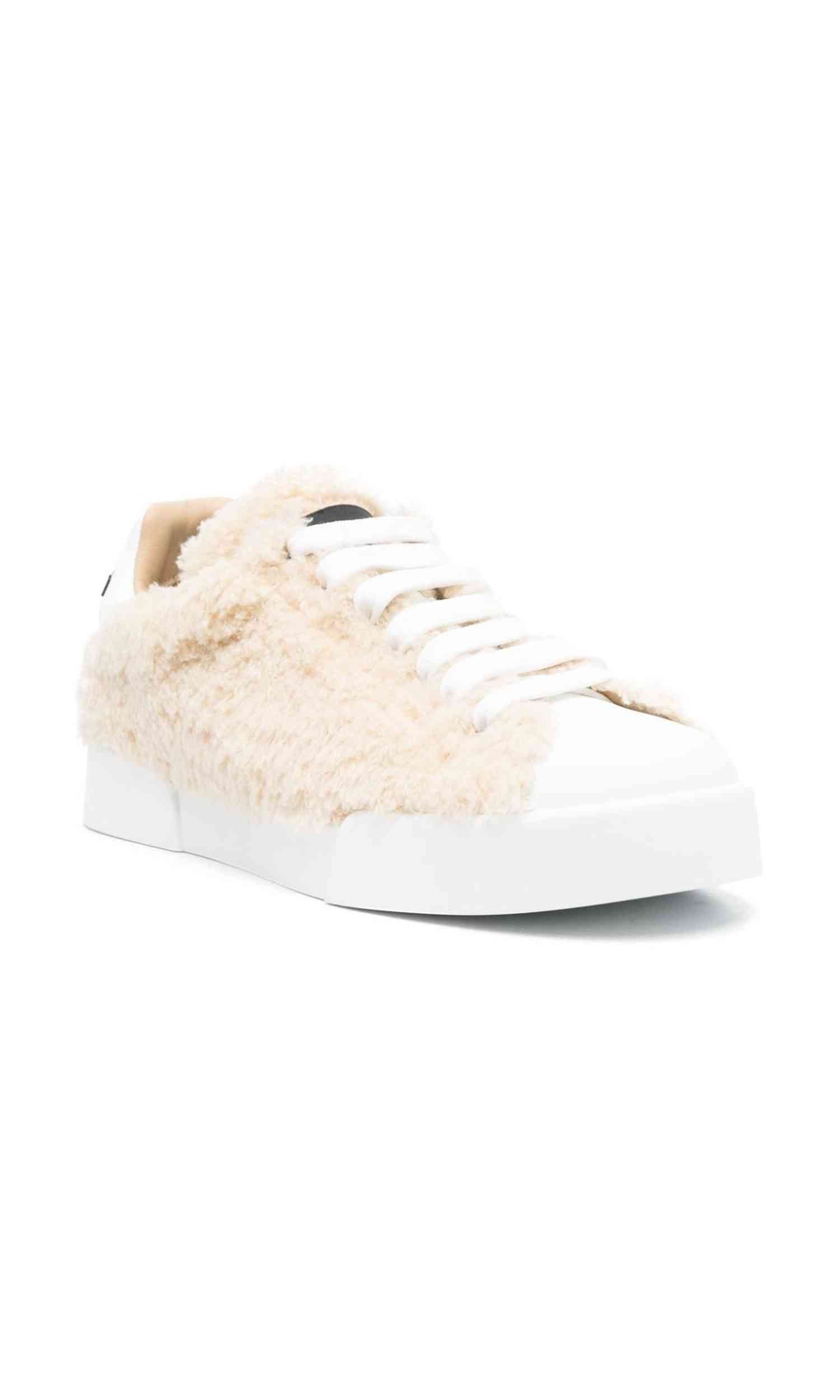 Dolce & Gabbana Leather Sneakers with Embossed Logo Glam Steals