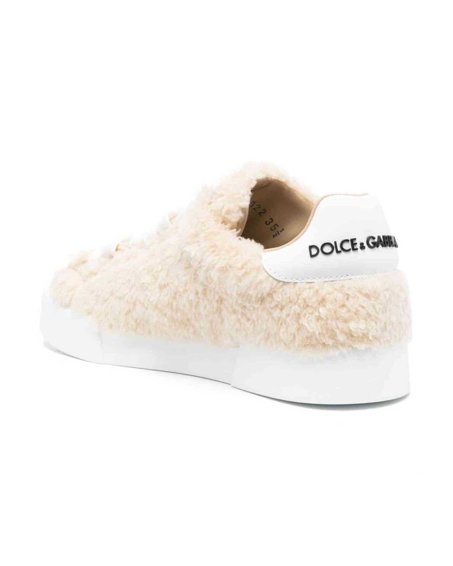 Dolce & Gabbana Leather Sneakers with Embossed Logo Glam Steals