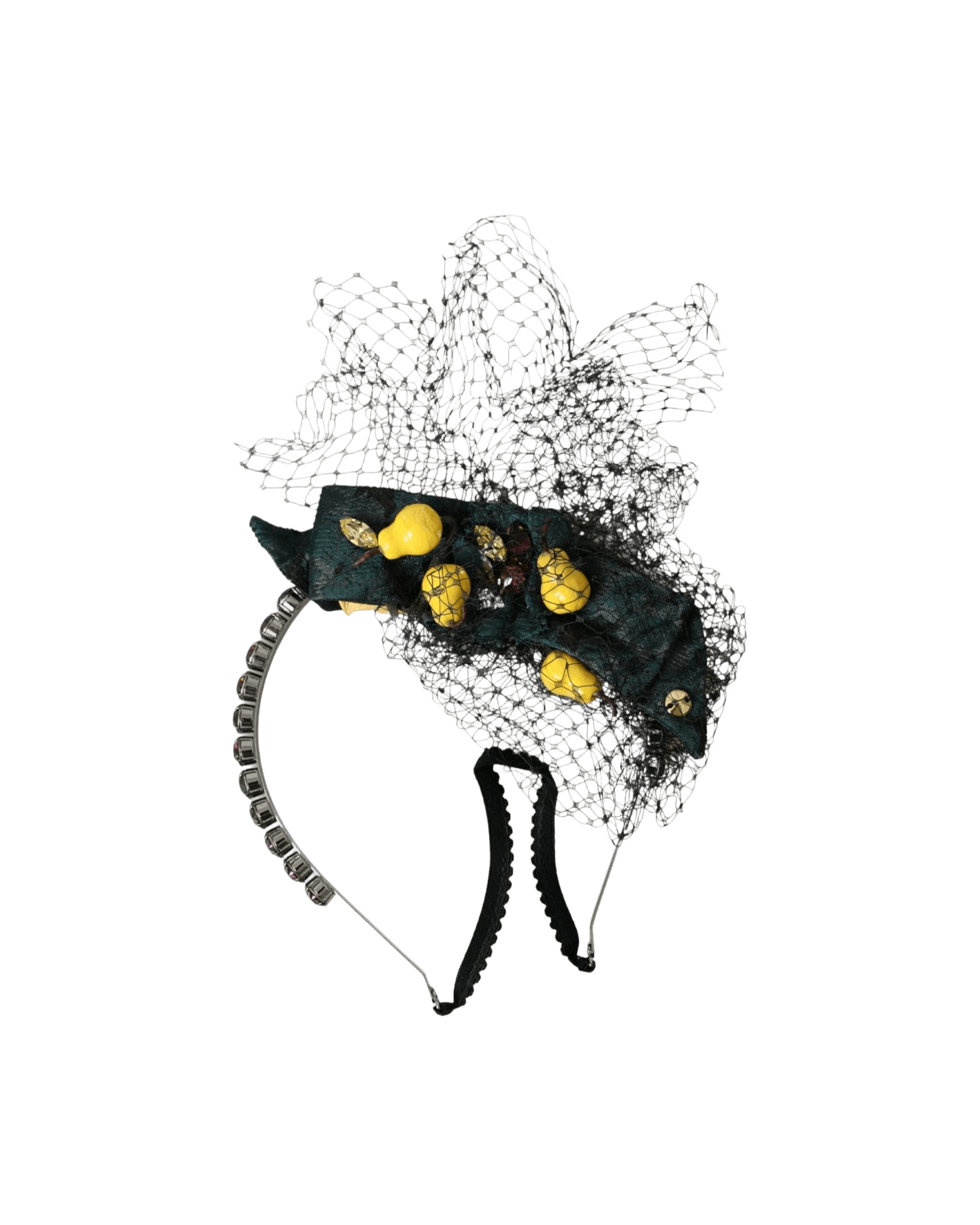 Dolce & Gabbana Lemons Sicily Crystal Net Headband Black Purple Diadem Glam Steals