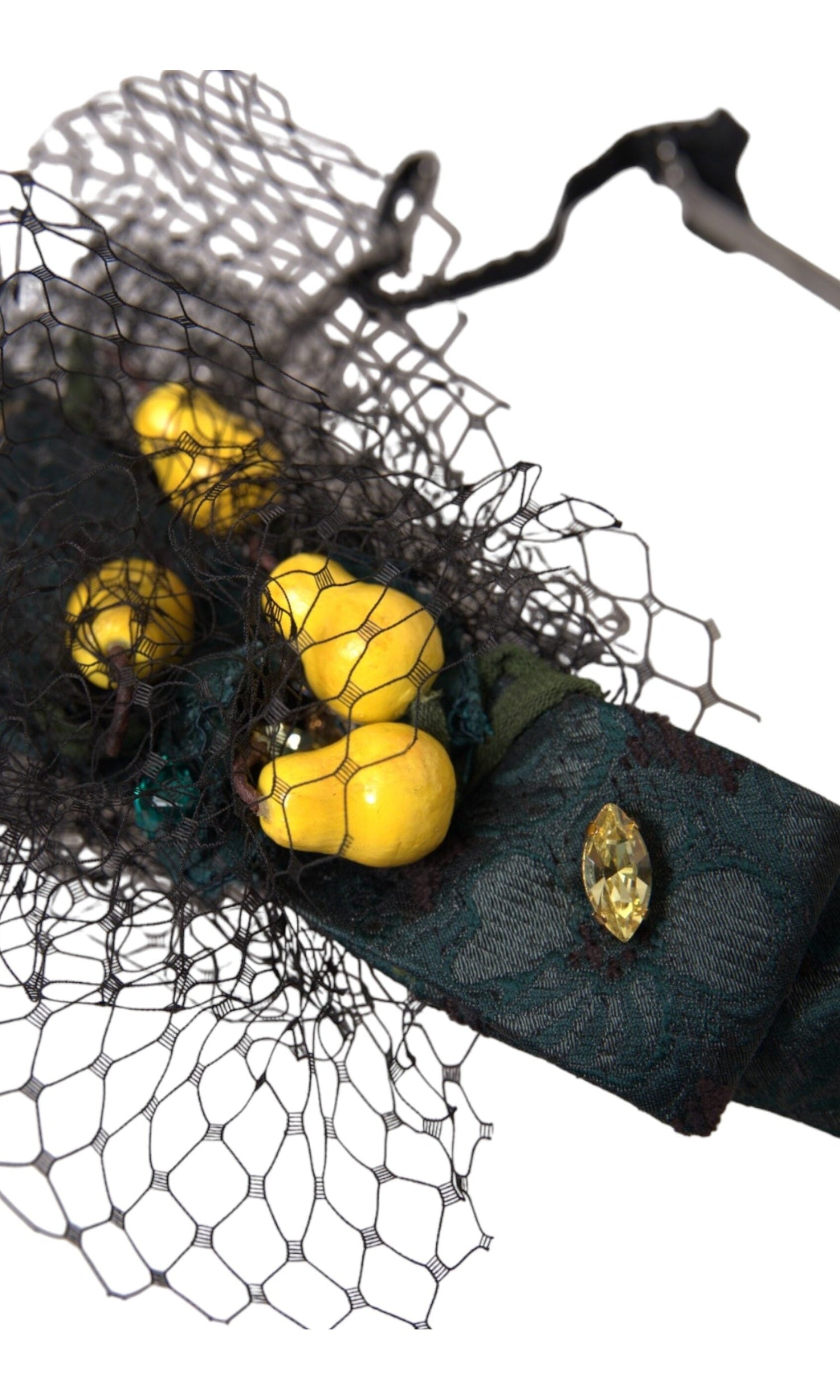 Dolce & Gabbana Lemons Sicily Crystal Net Headband Black Purple Diadem Glam Steals