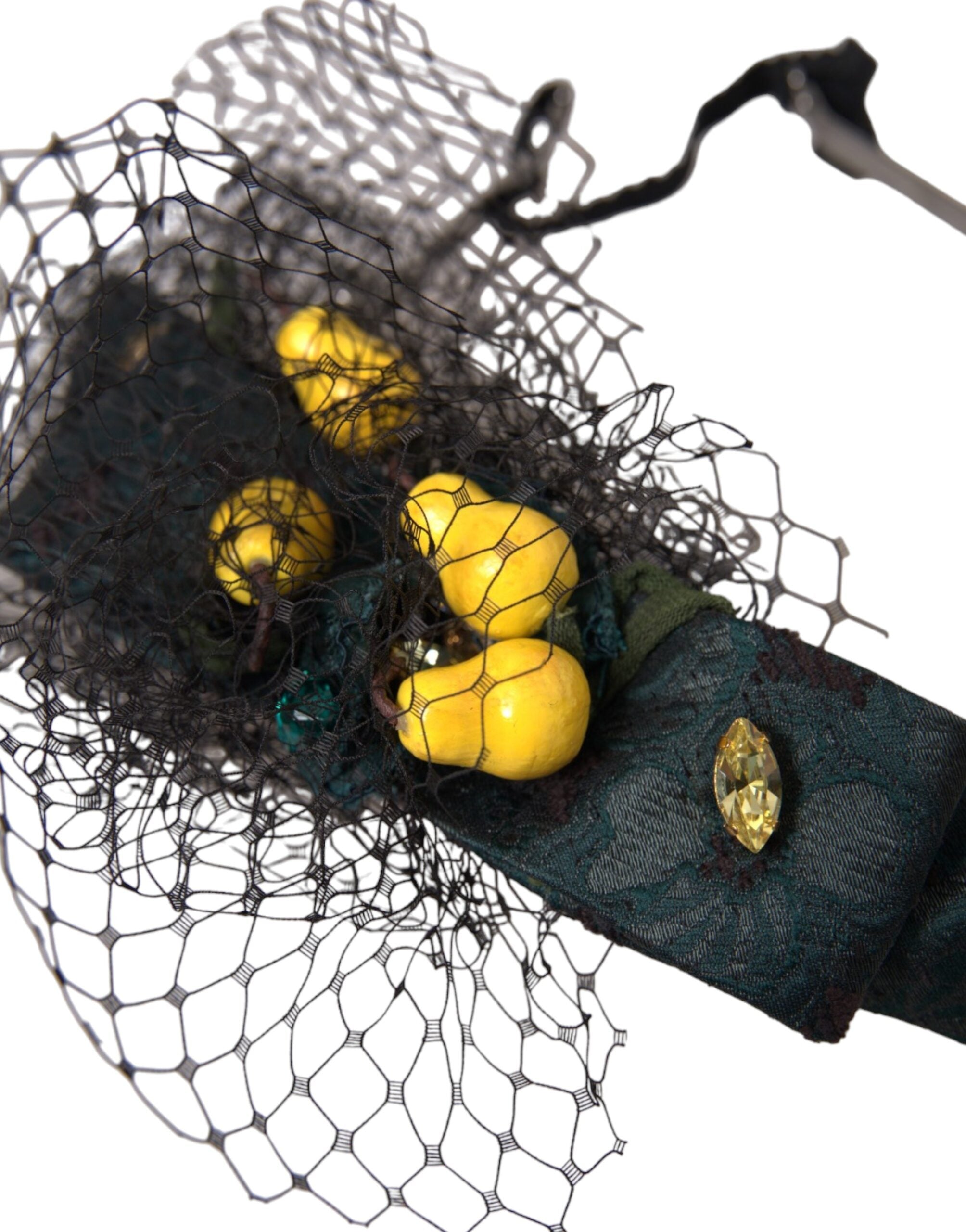 Dolce & Gabbana Lemons Sicily Crystal Net Headband Black Purple Diadem Glam Steals