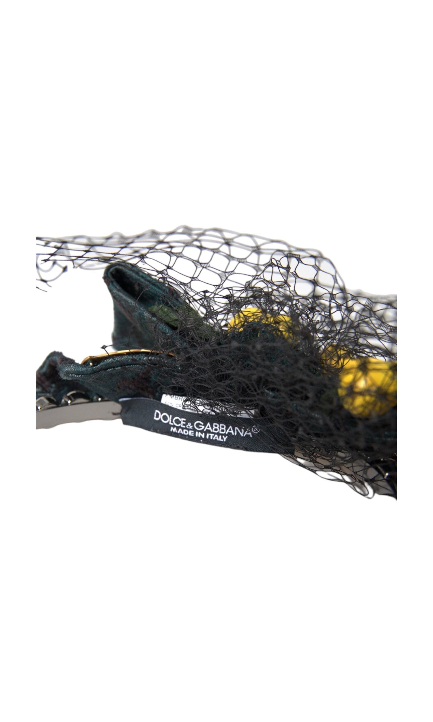 Dolce & Gabbana Lemons Sicily Crystal Net Headband Black Purple Diadem Glam Steals