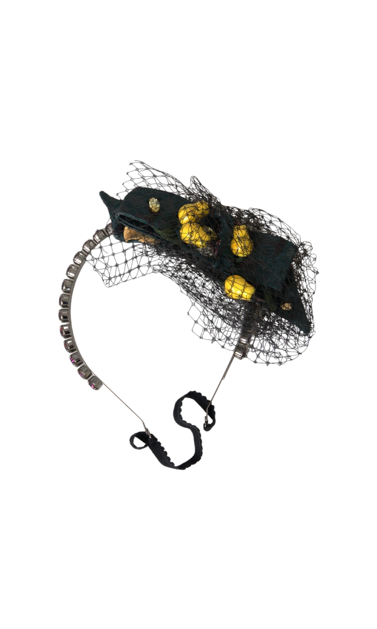 Dolce & Gabbana Lemons Sicily Crystal Net Headband Black Purple Diadem Glam Steals
