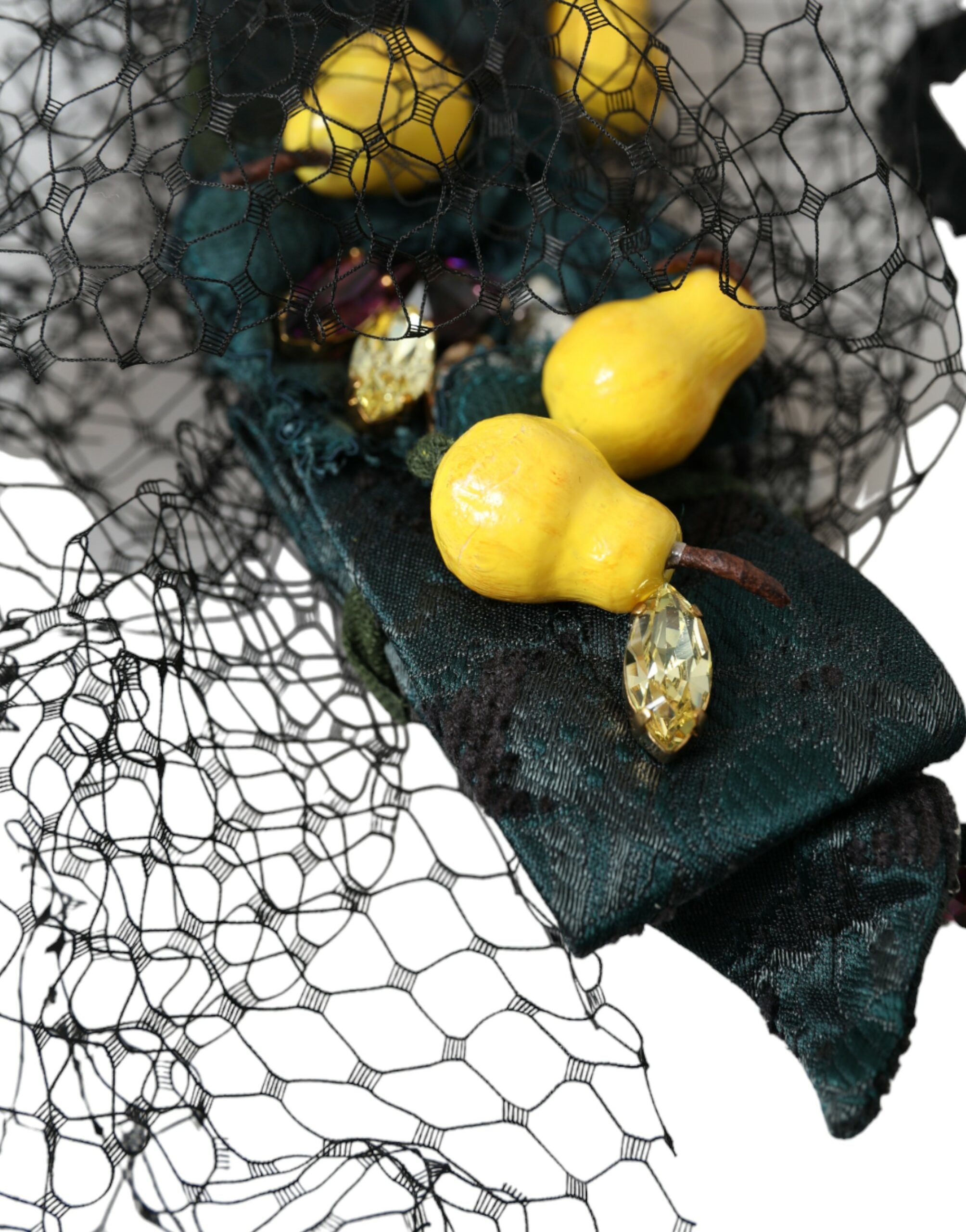 Dolce & Gabbana Lemons Sicily Crystal Net Headband Black Purple Diadem Glam Steals