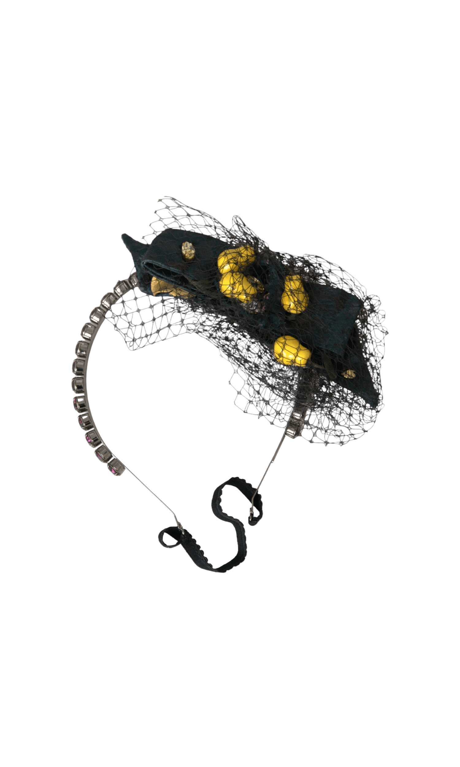 Dolce & Gabbana Lemons Sicily Crystal Net Headband Black Purple Diadem Glam Steals