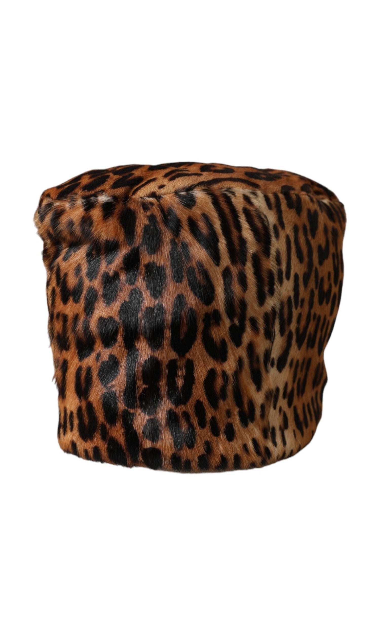 Dolce & Gabbana Leopard Fur Women Bucket Brown Hat Glam Steals