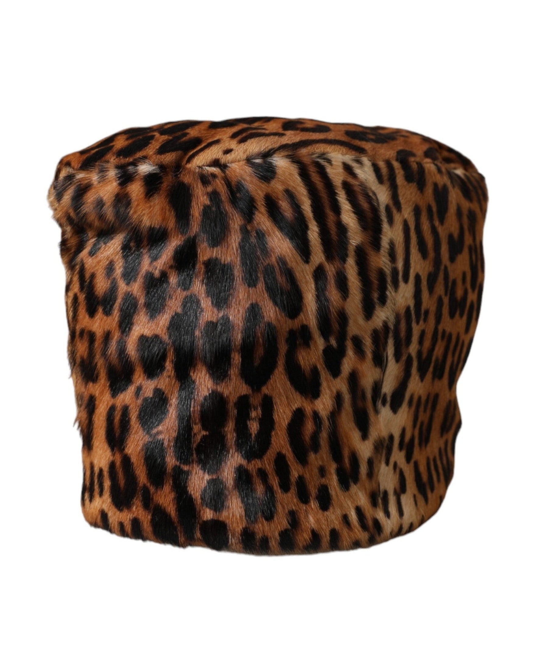 Dolce & Gabbana Leopard Fur Women Bucket Brown Hat Glam Steals
