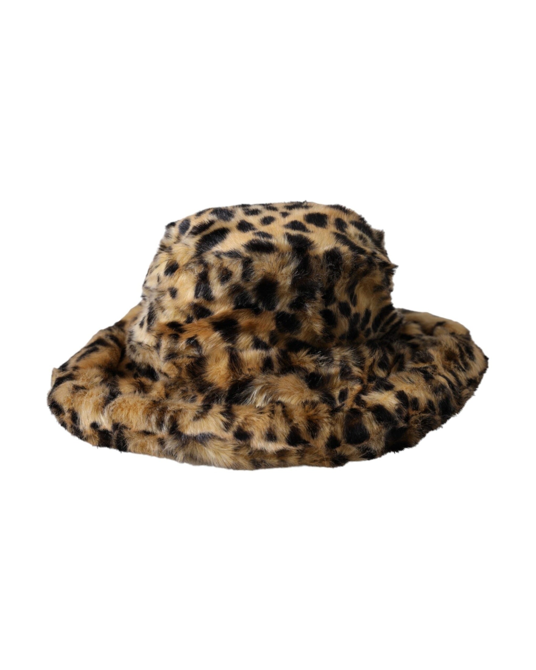 Dolce & Gabbana Leopard Fur Women Bucket Brown Hat Glam Steals