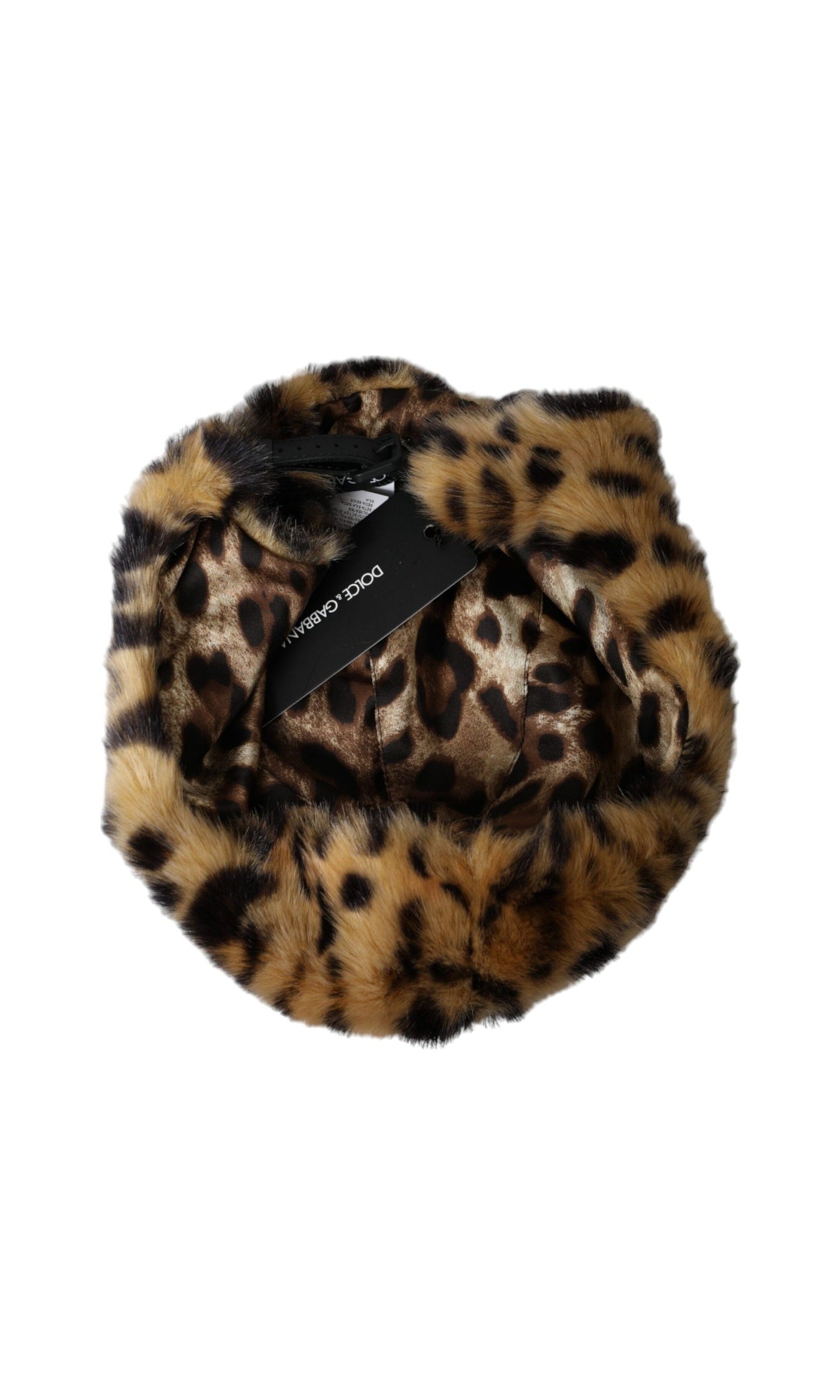 Dolce & Gabbana Leopard Fur Women Bucket Brown Hat Glam Steals