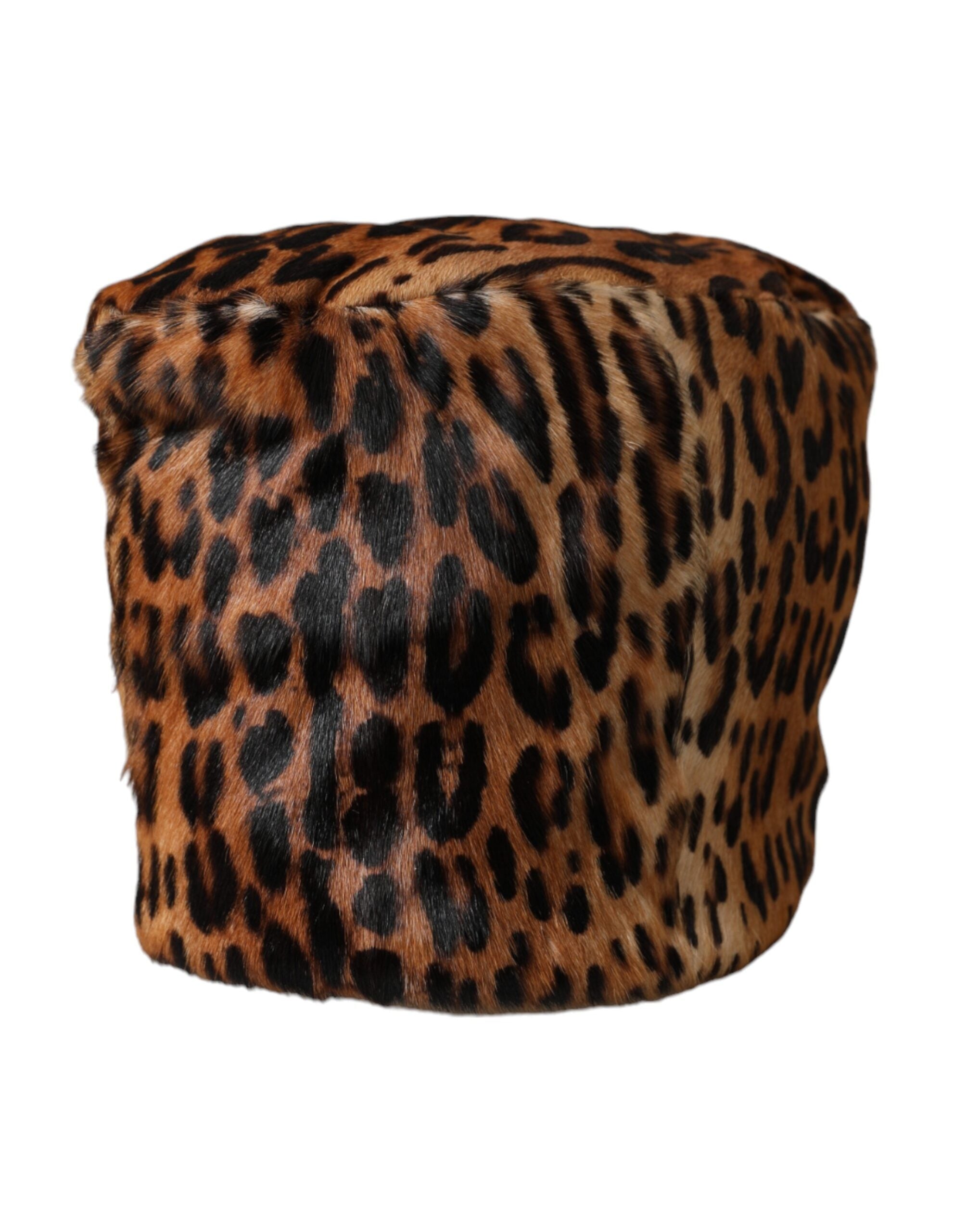 Dolce & Gabbana Leopard Fur Women Bucket Brown Hat Glam Steals