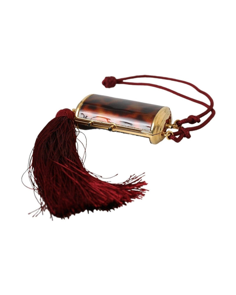 Dolce & Gabbana Leopard Mini Mirror Tassel Make Up Holder Brown Bag Glam Steals