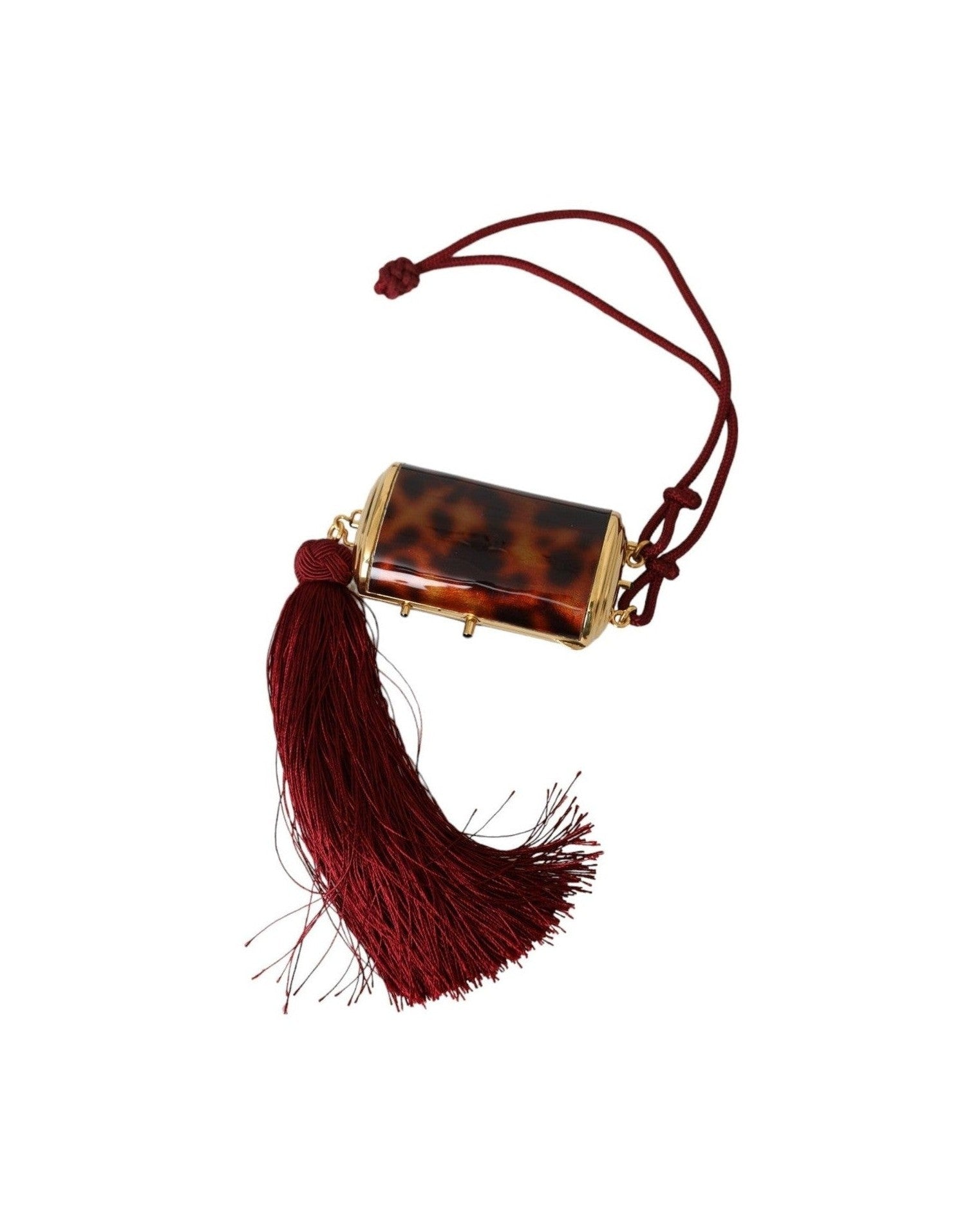 Dolce & Gabbana Leopard Mini Mirror Tassel Make Up Holder Brown Bag Glam Steals