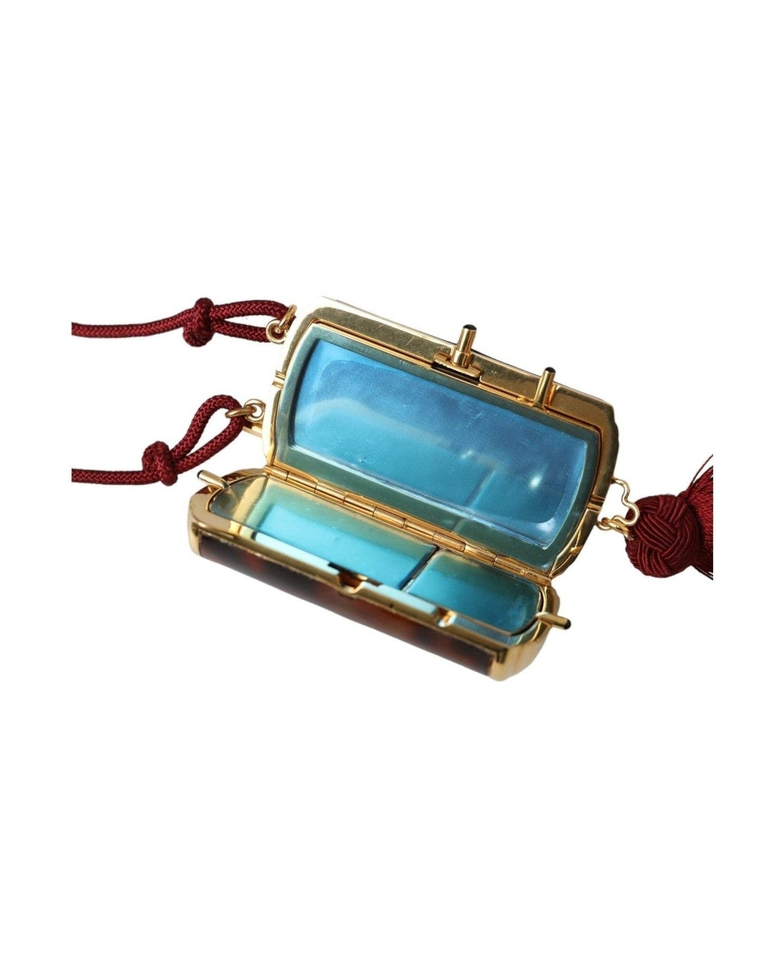 Dolce & Gabbana Leopard Mini Mirror Tassel Make Up Holder Brown Bag Glam Steals