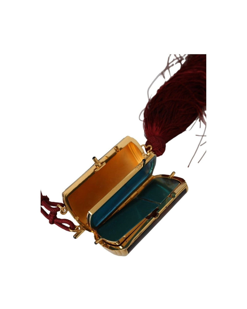 Dolce & Gabbana Leopard Mini Mirror Tassel Make Up Holder Brown Bag Glam Steals