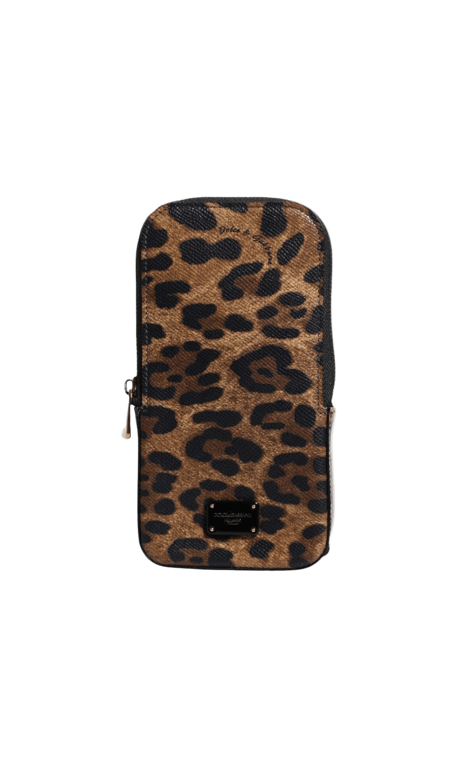 Dolce & Gabbana Leopard Print Dauphine Leather Zip Around Brown Wallet Glam Steals