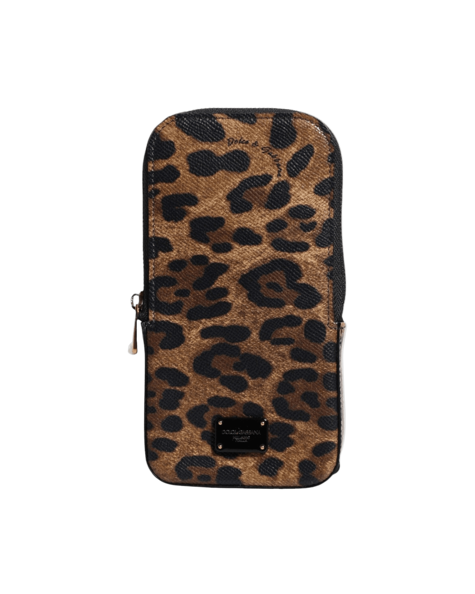 Dolce & Gabbana Leopard Print Dauphine Leather Zip Around Brown Wallet Glam Steals