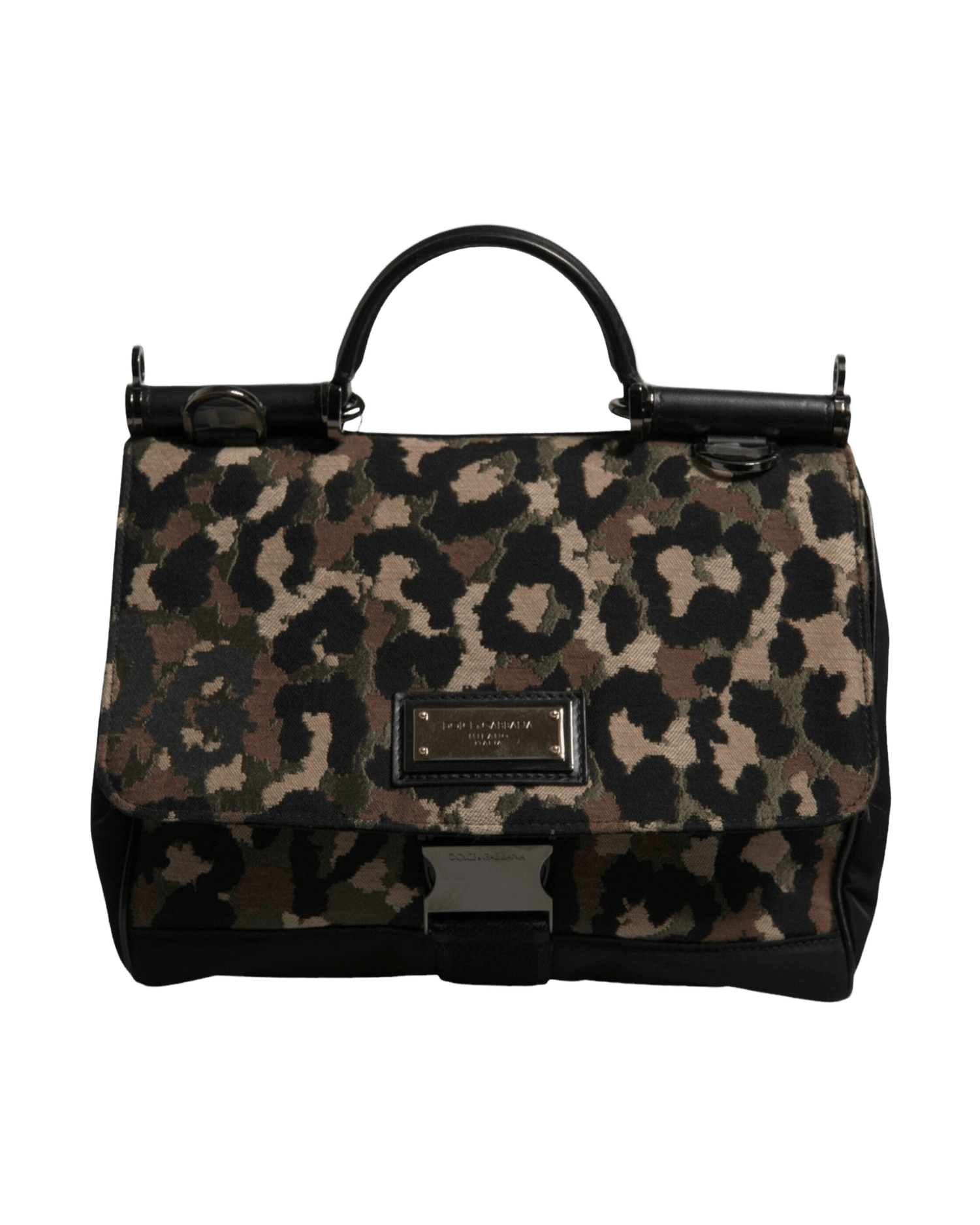 Dolce & Gabbana Leopard Print Lacquard Nylon Sicily Tote Brown Bag Glam Steals