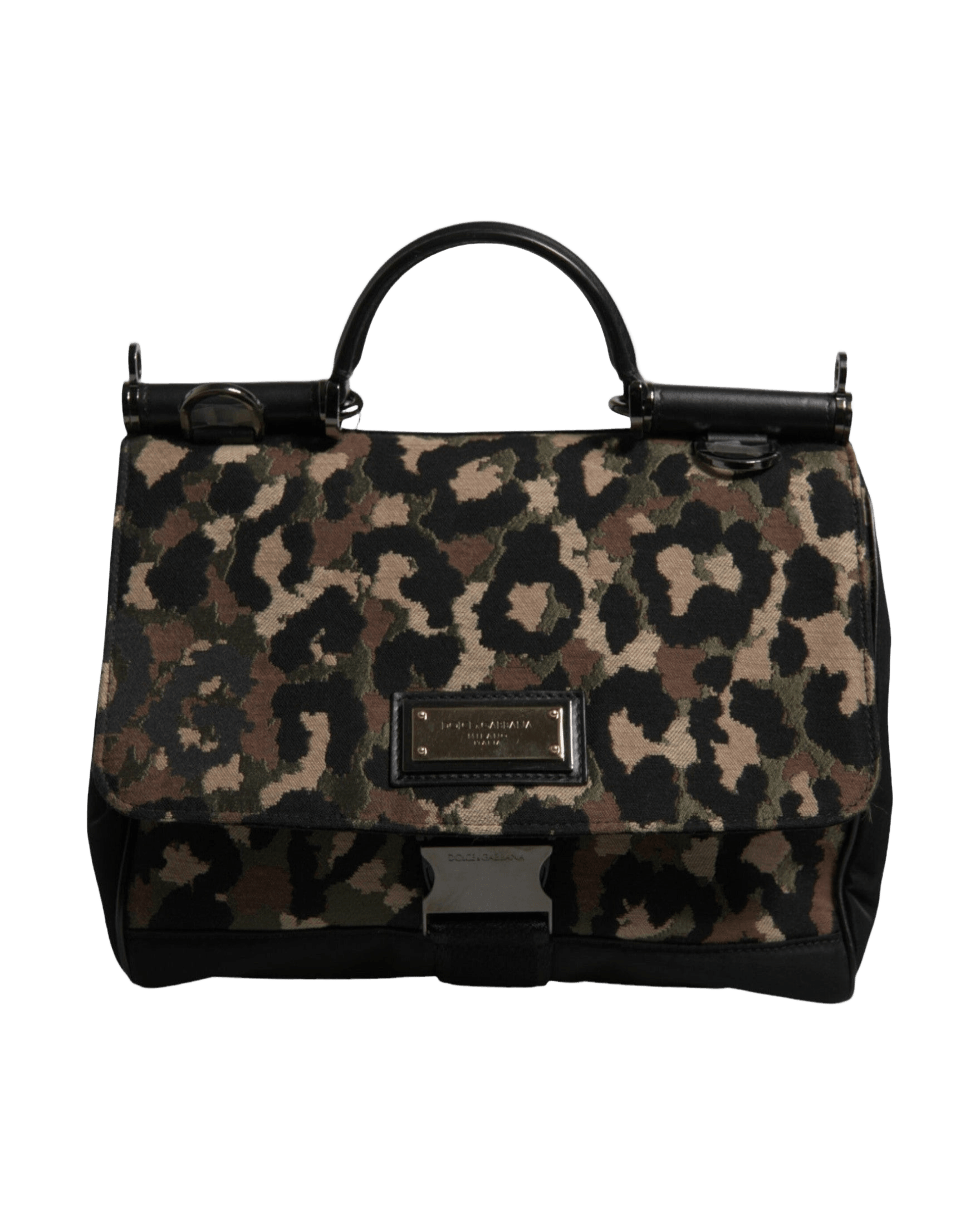 Dolce & Gabbana Leopard Print Lacquard Nylon Sicily Tote Brown Bag Glam Steals