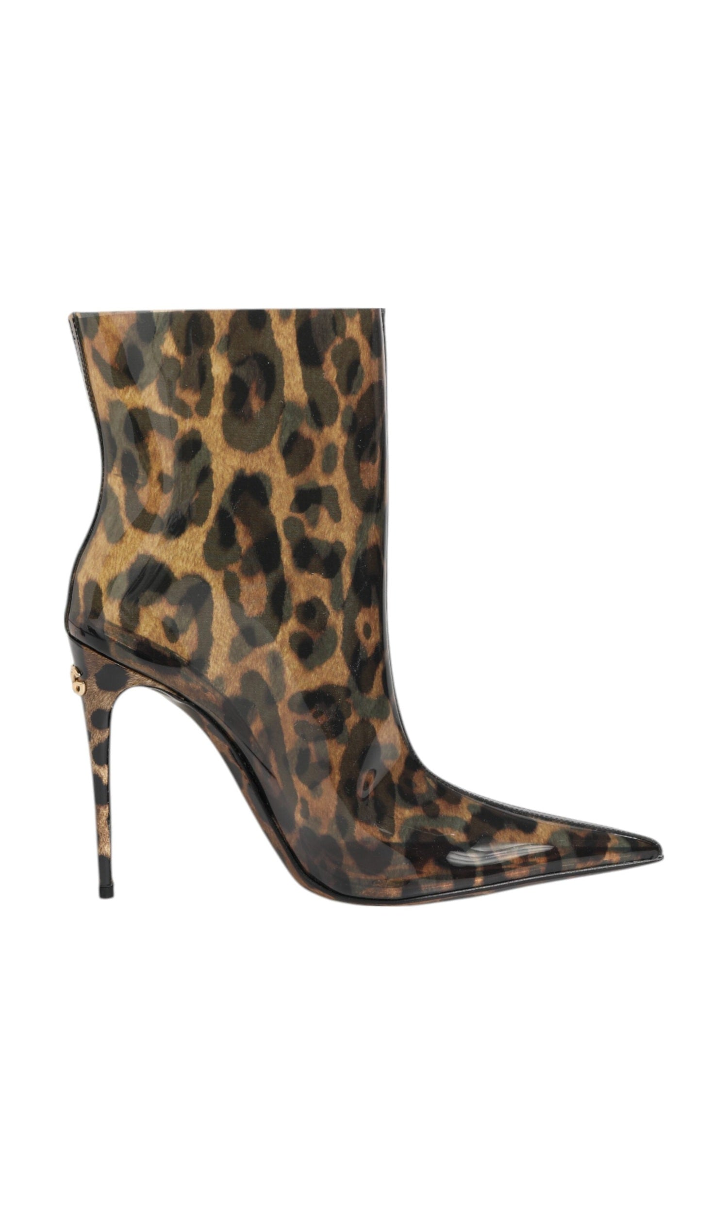 Dolce & Gabbana Leopard Print Pvc Pointed Toe Boots Shoes Glam Steals