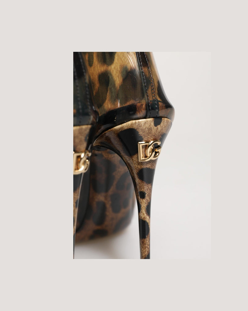 Dolce & Gabbana Leopard Print Pvc Pointed Toe Boots Shoes Glam Steals
