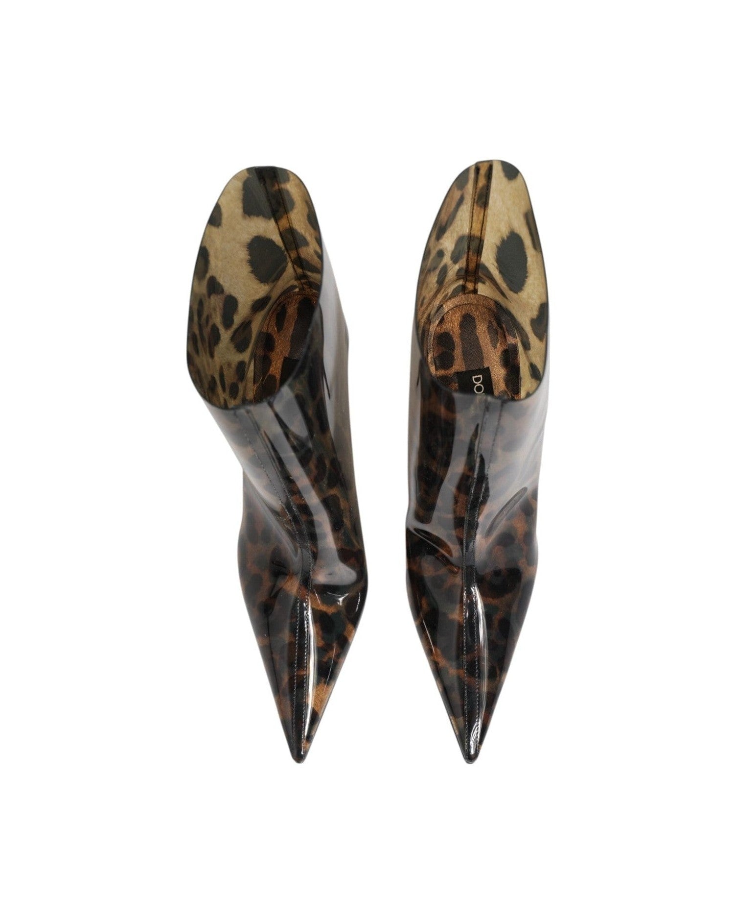 Dolce & Gabbana Leopard Print Pvc Pointed Toe Boots Shoes Glam Steals
