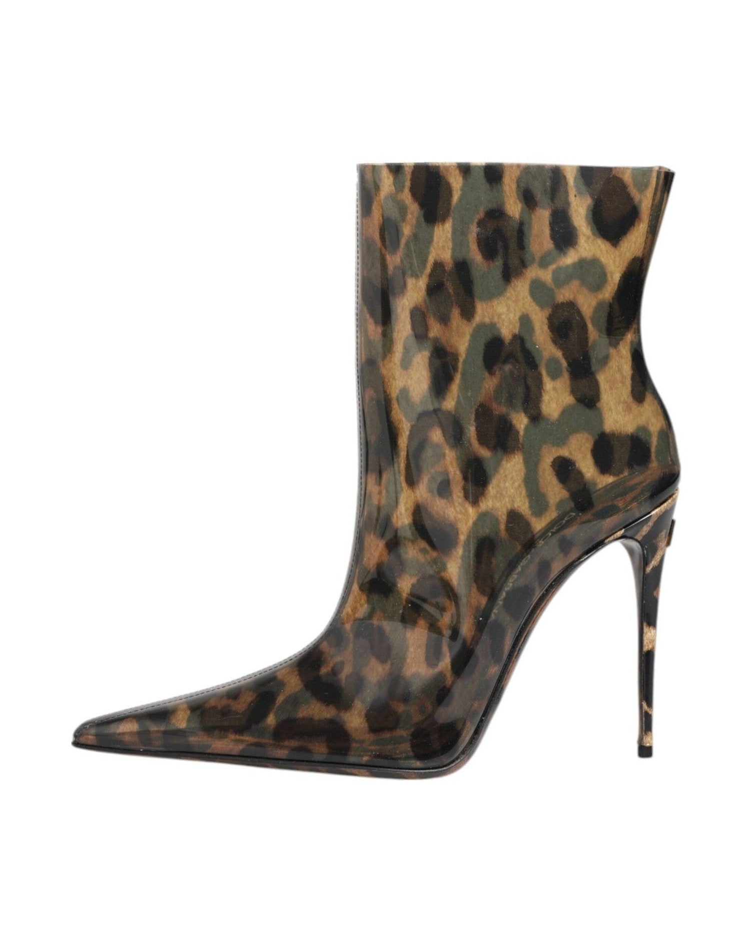 Dolce & Gabbana Leopard Print Pvc Pointed Toe Boots Shoes Glam Steals