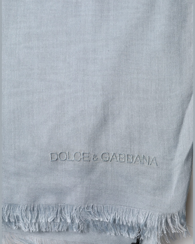 Dolce & Gabbana Light Blue Cashmere Knitted Shawl Glam Steals