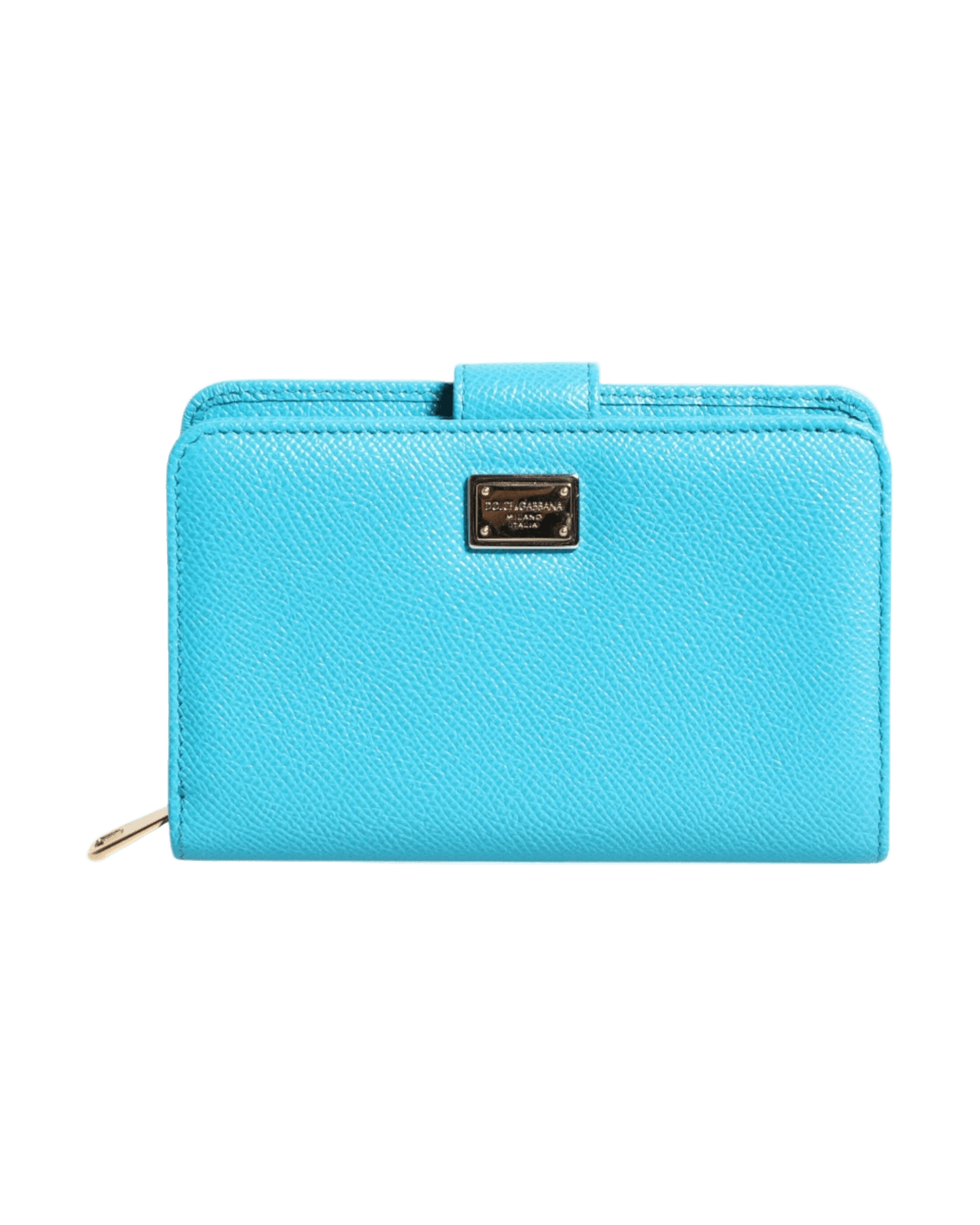 Dolce & Gabbana Light Blue Leather Bifold Continental Clutch Wallet Glam Steals