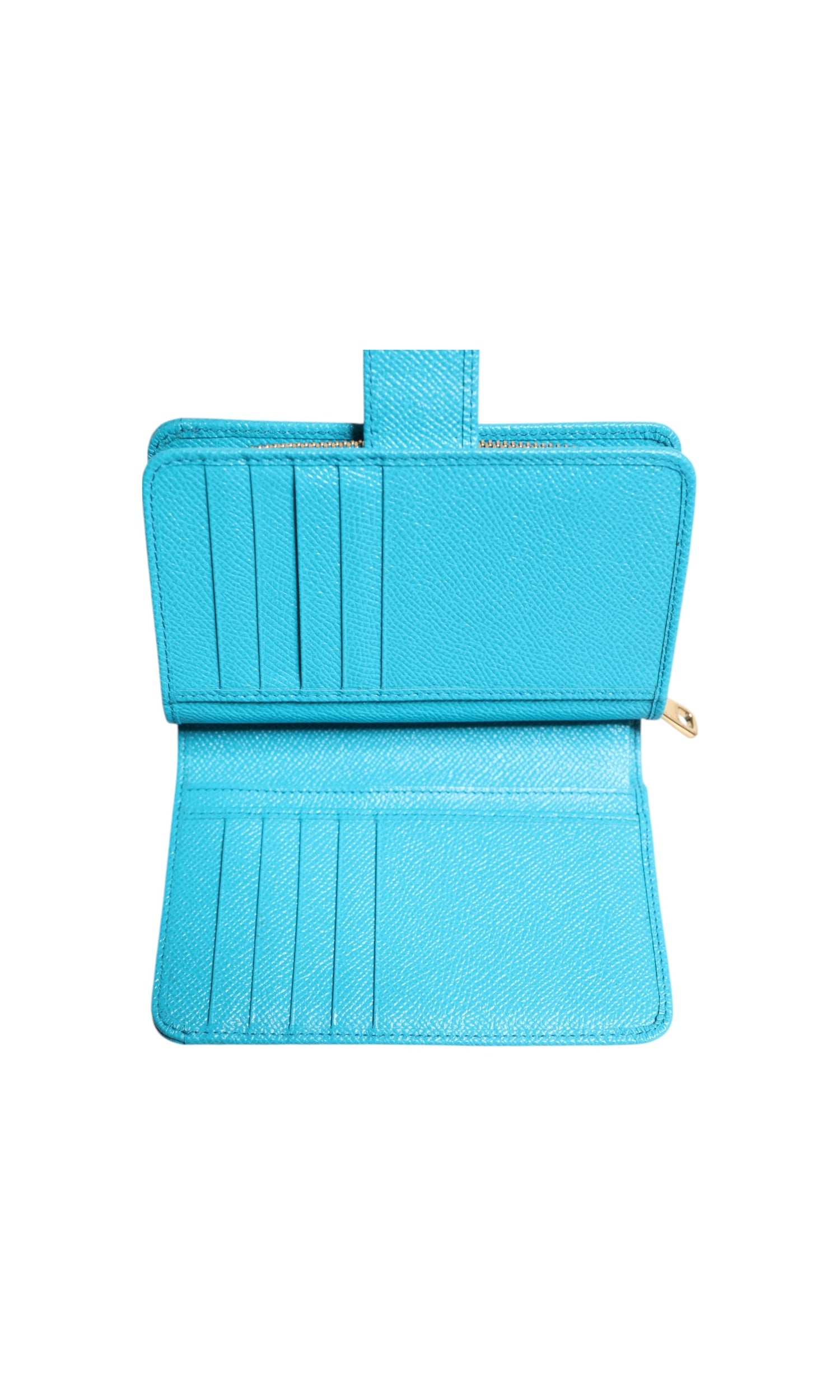 Dolce & Gabbana Light Blue Leather Bifold Continental Clutch Wallet Glam Steals