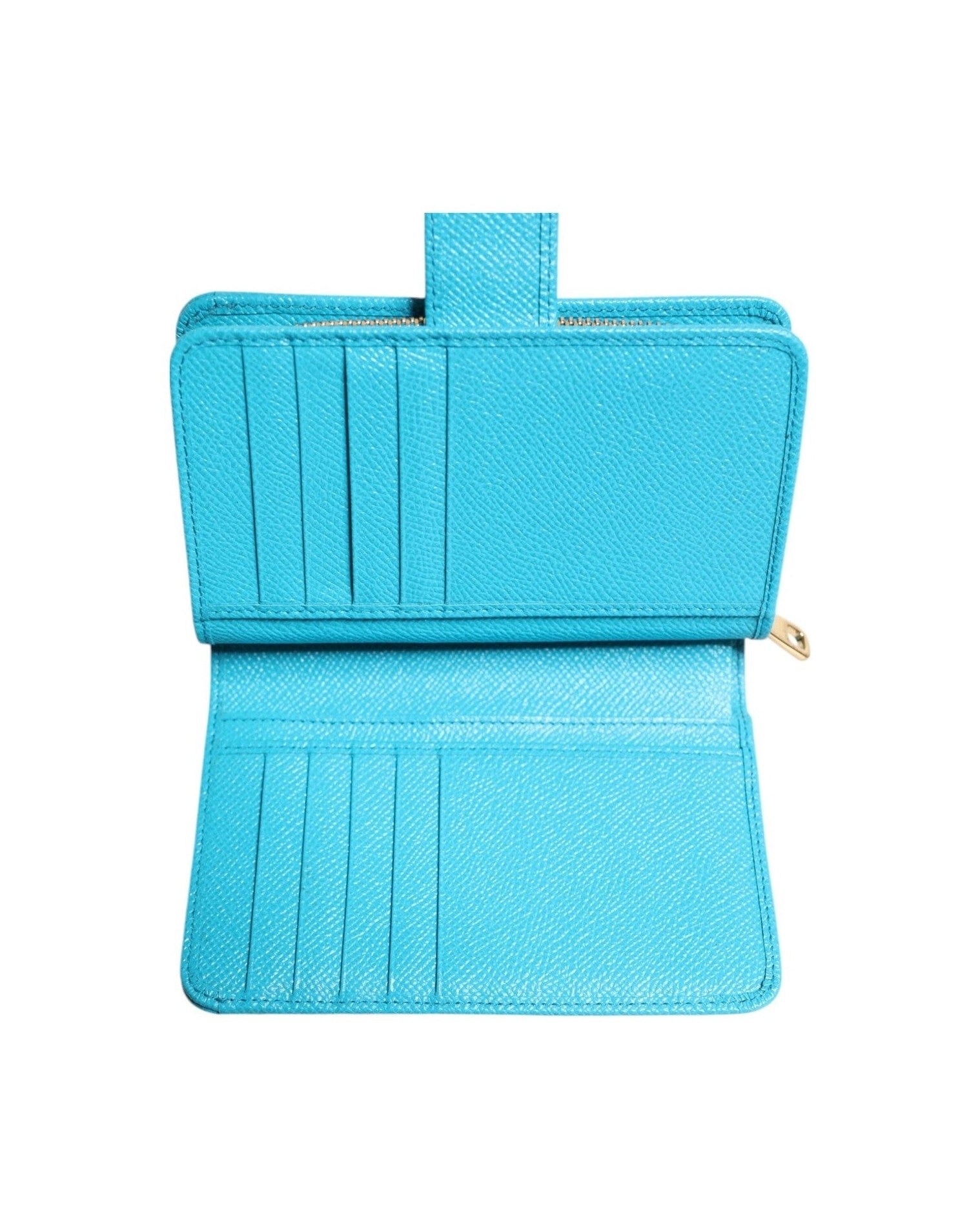 Dolce & Gabbana Light Blue Leather Bifold Continental Clutch Wallet Glam Steals