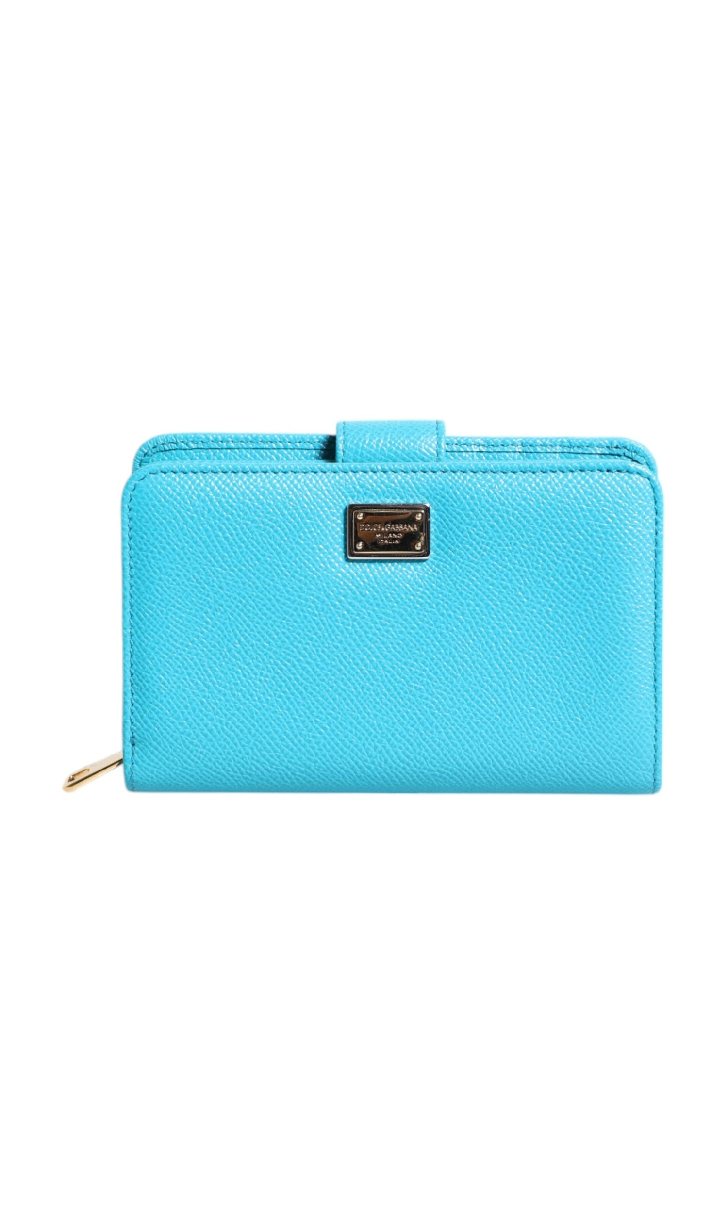 Dolce & Gabbana Light Blue Leather Bifold Continental Clutch Wallet Glam Steals