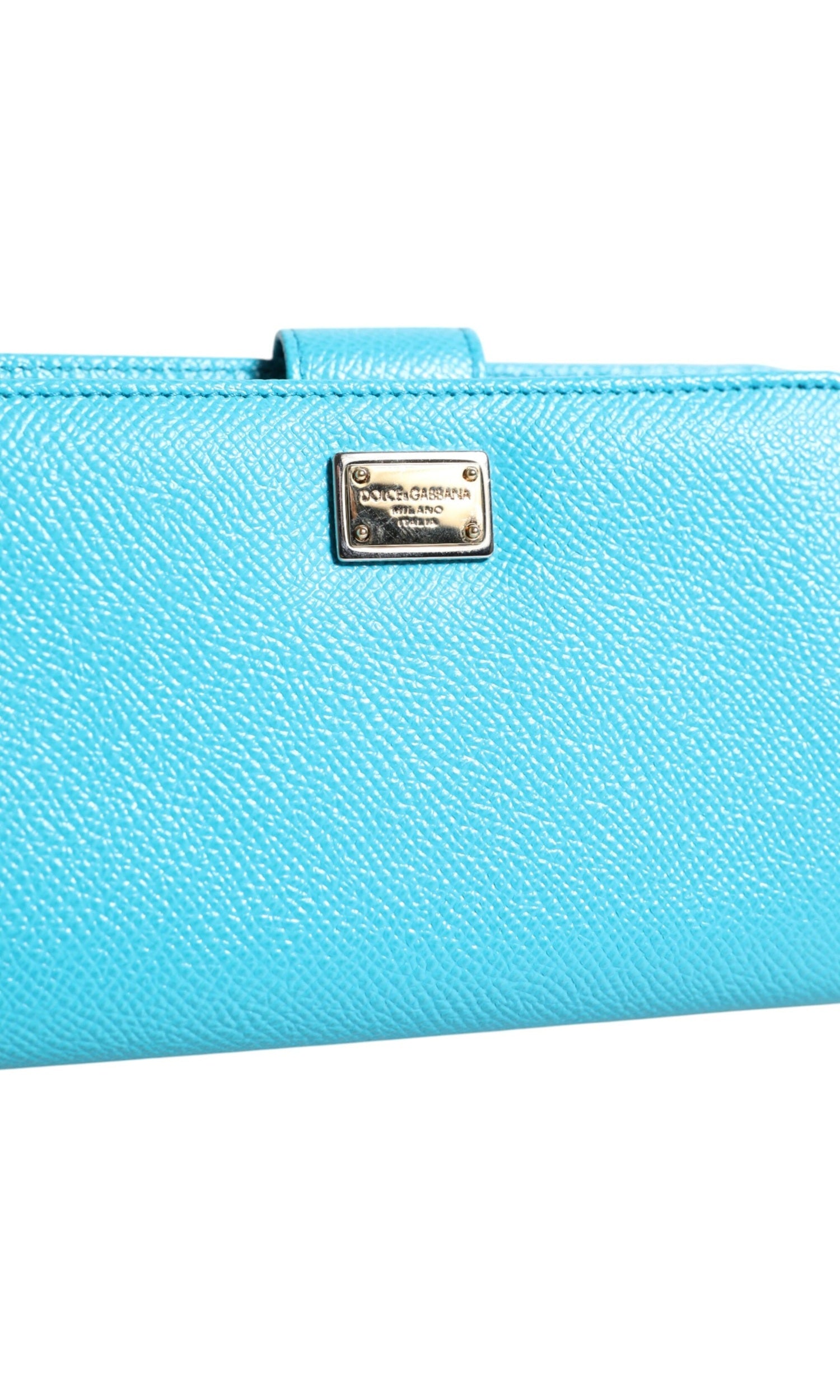 Dolce & Gabbana Light Blue Leather Bifold Continental Clutch Wallet Glam Steals