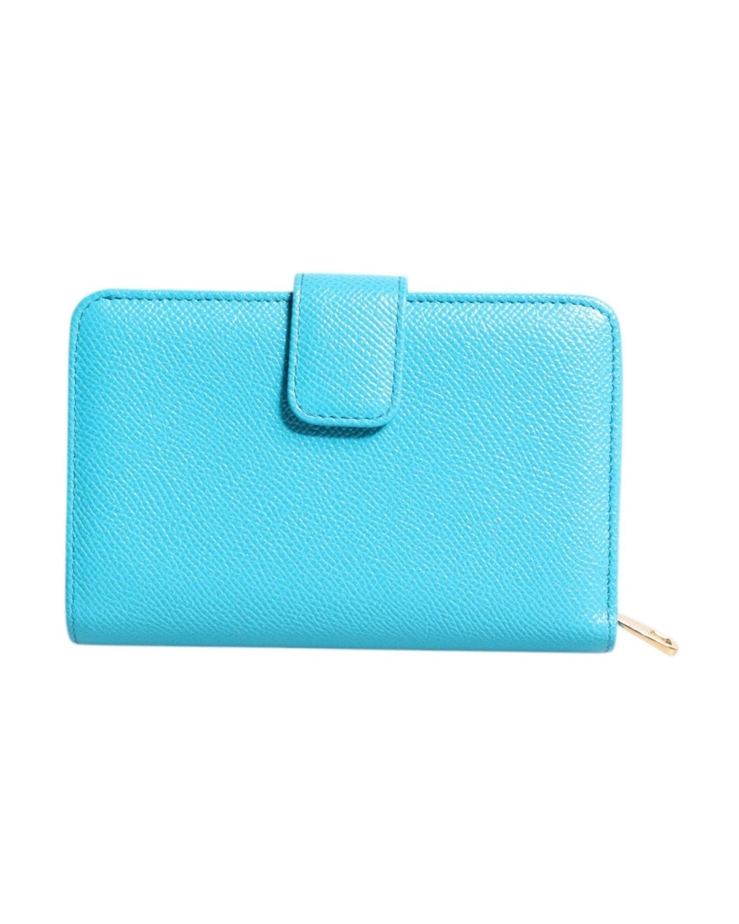 Dolce & Gabbana Light Blue Leather Bifold Continental Clutch Wallet Glam Steals