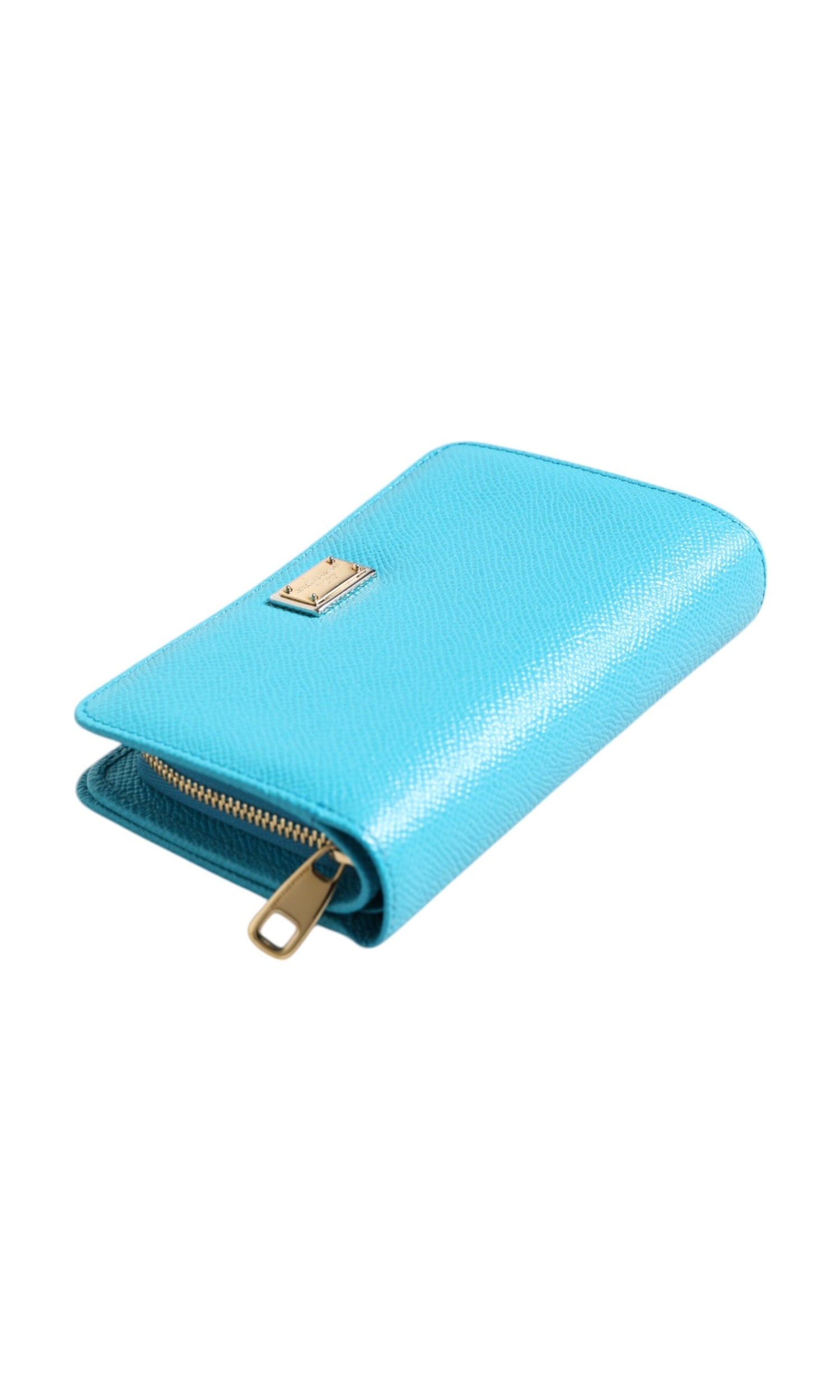 Dolce & Gabbana Light Blue Leather Bifold Continental Clutch Wallet Glam Steals