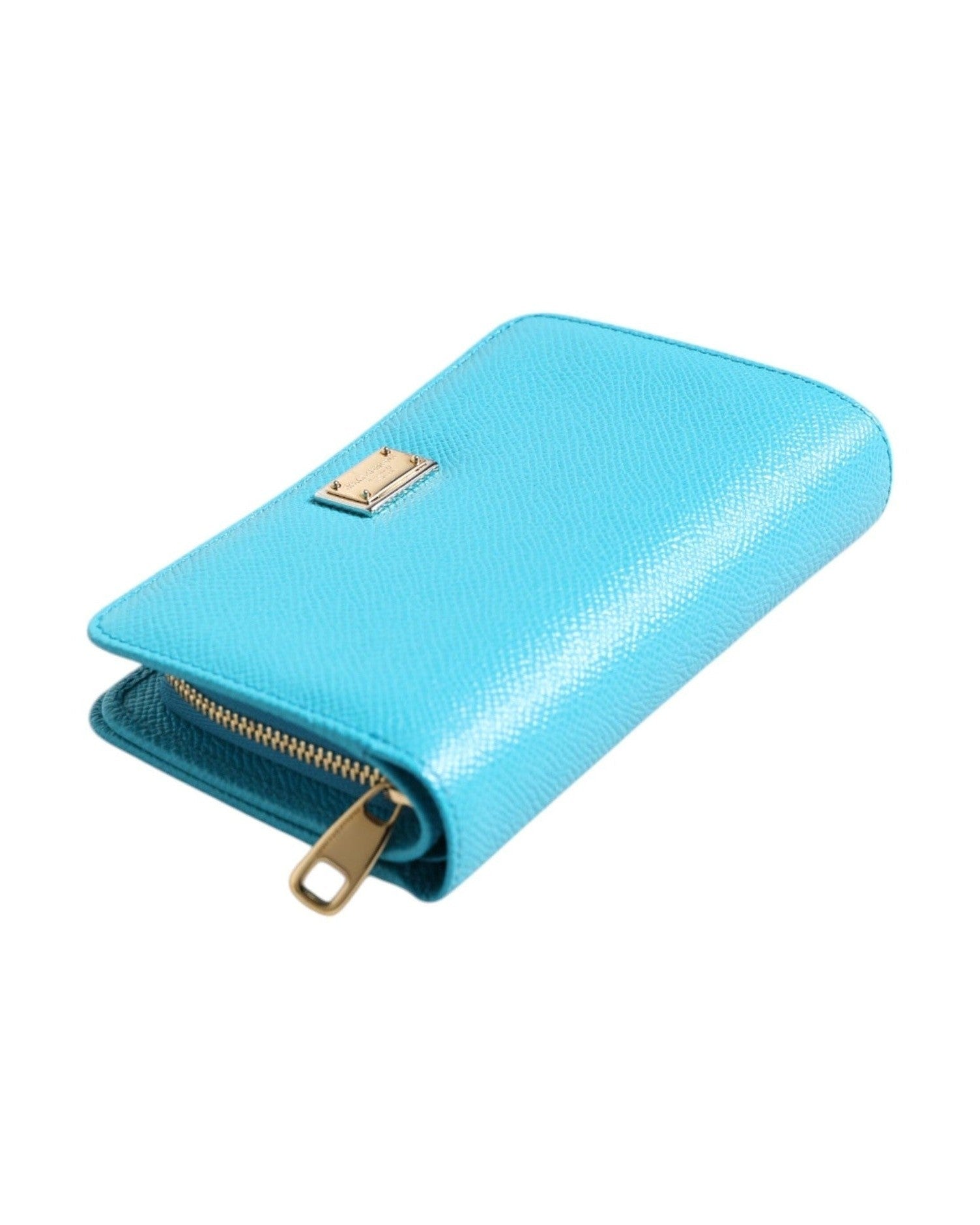 Dolce & Gabbana Light Blue Leather Bifold Continental Clutch Wallet Glam Steals