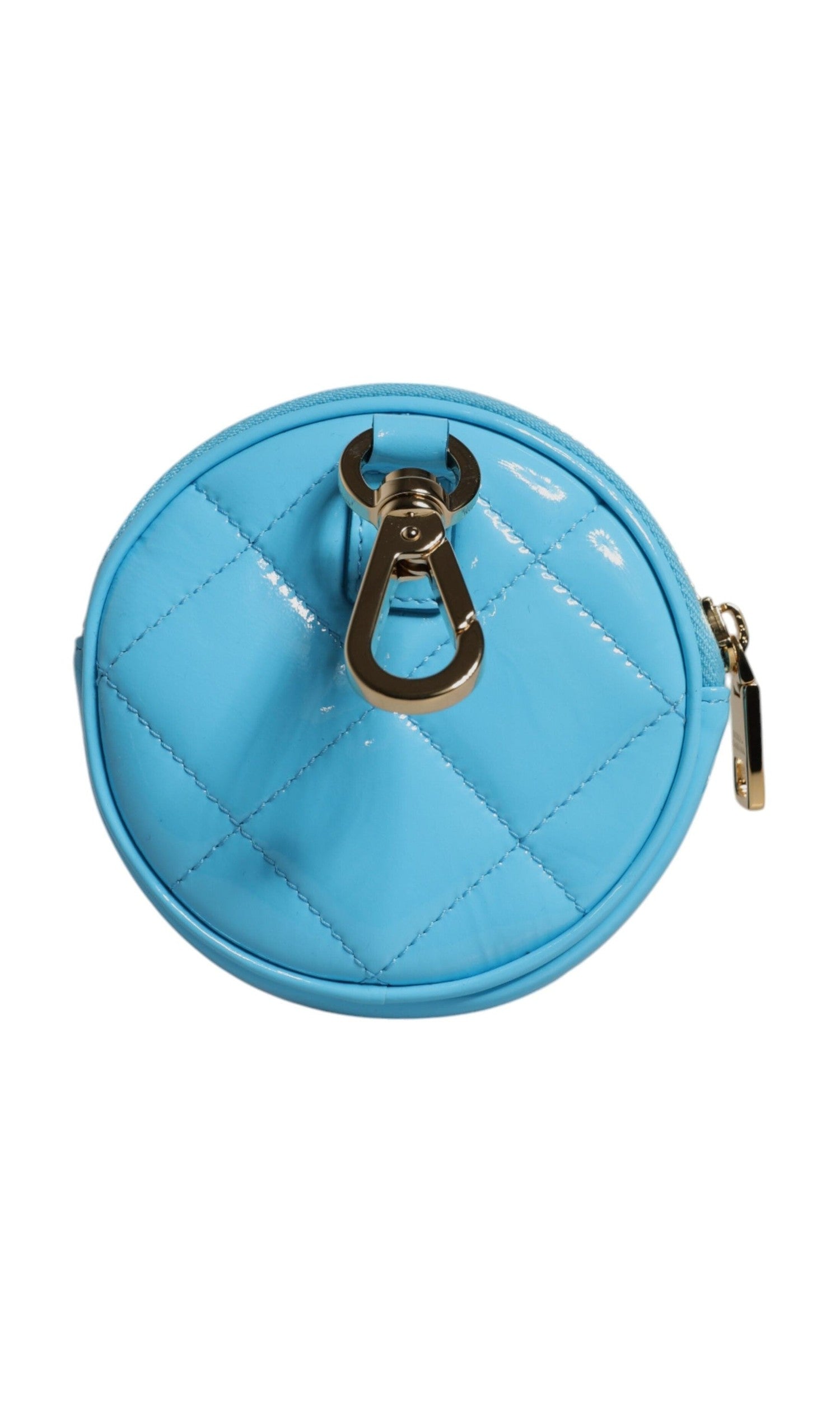 Dolce & Gabbana Light Blue Leather Lamb Dg Crystal Round Coin Purse Wallet Glam Steals