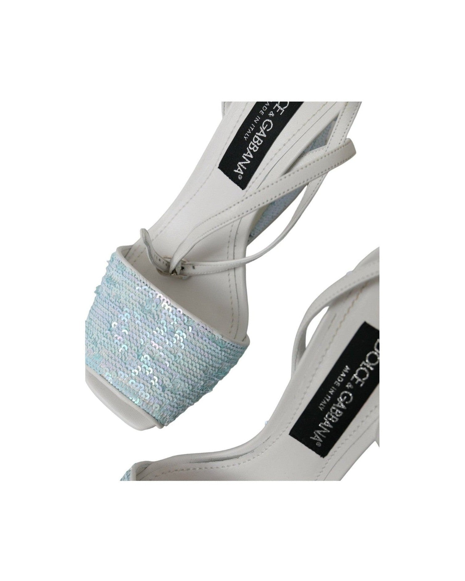 Dolce & Gabbana Light Blue Sequin Ankle Strap Sandals Shoes Heels